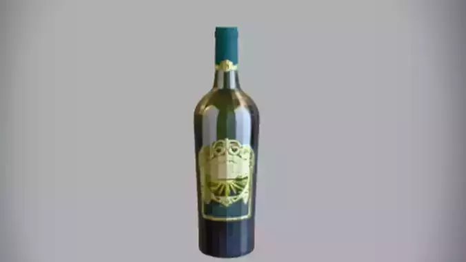 green wine bottle with label