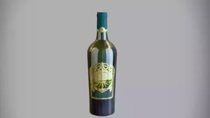green wine bottle with label