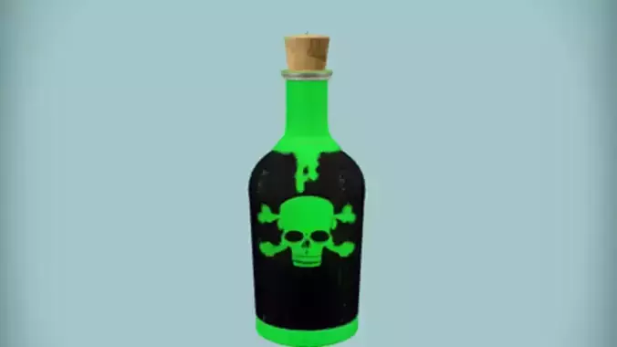 Glowing green poison bottle
