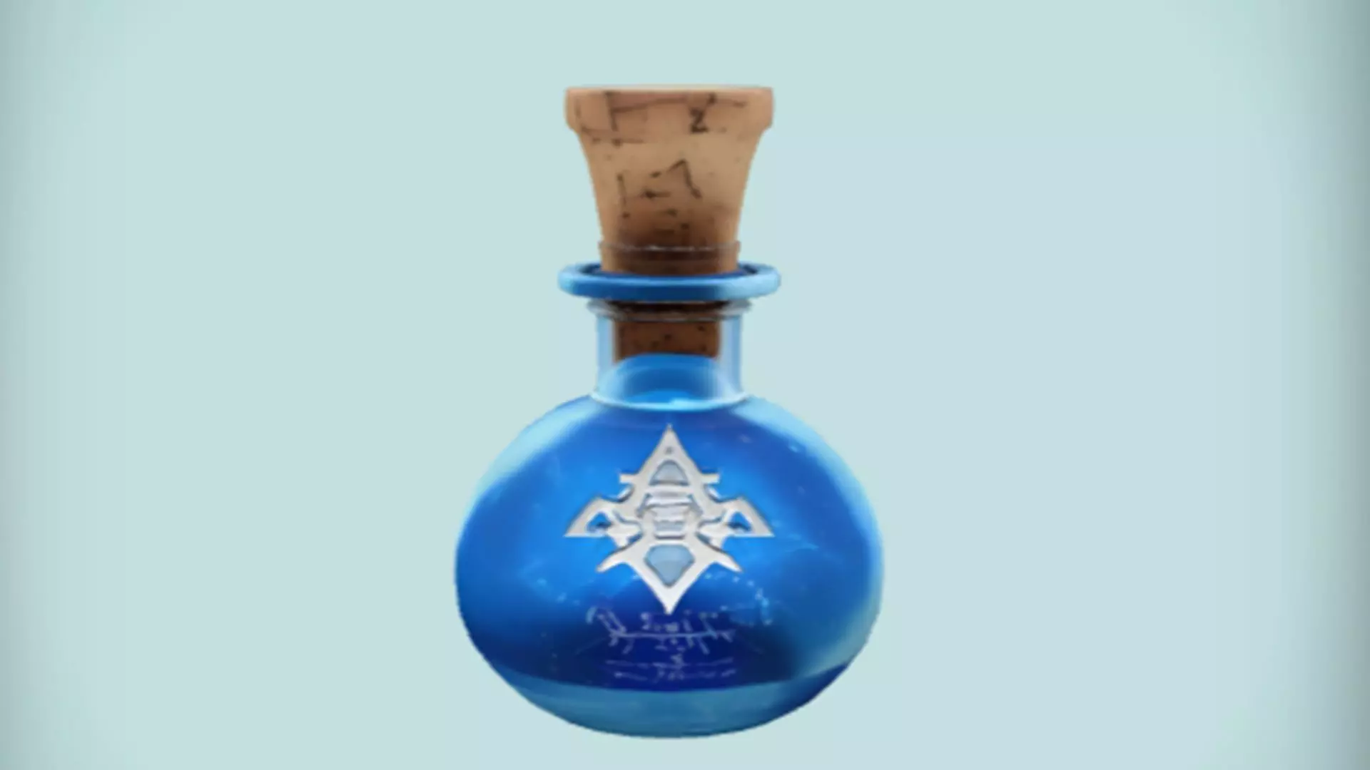 blue potion bottle with cork lid 3D model_0