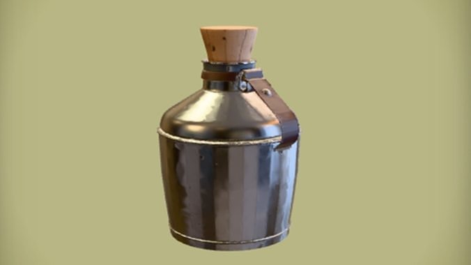 Metallic canteen with cork top 3D model