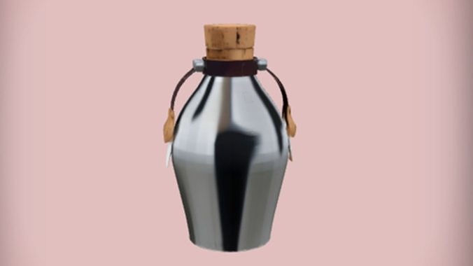 Metallic canteen with cork stopper 3D model