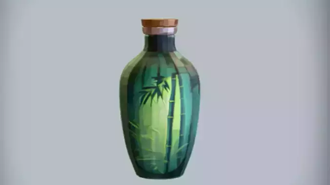 decorative bamboo-themed bottle   3D Game Ready Model 3D model