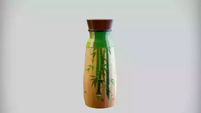 decorative bamboo-themed bottle 3D Game Ready Model 3D model