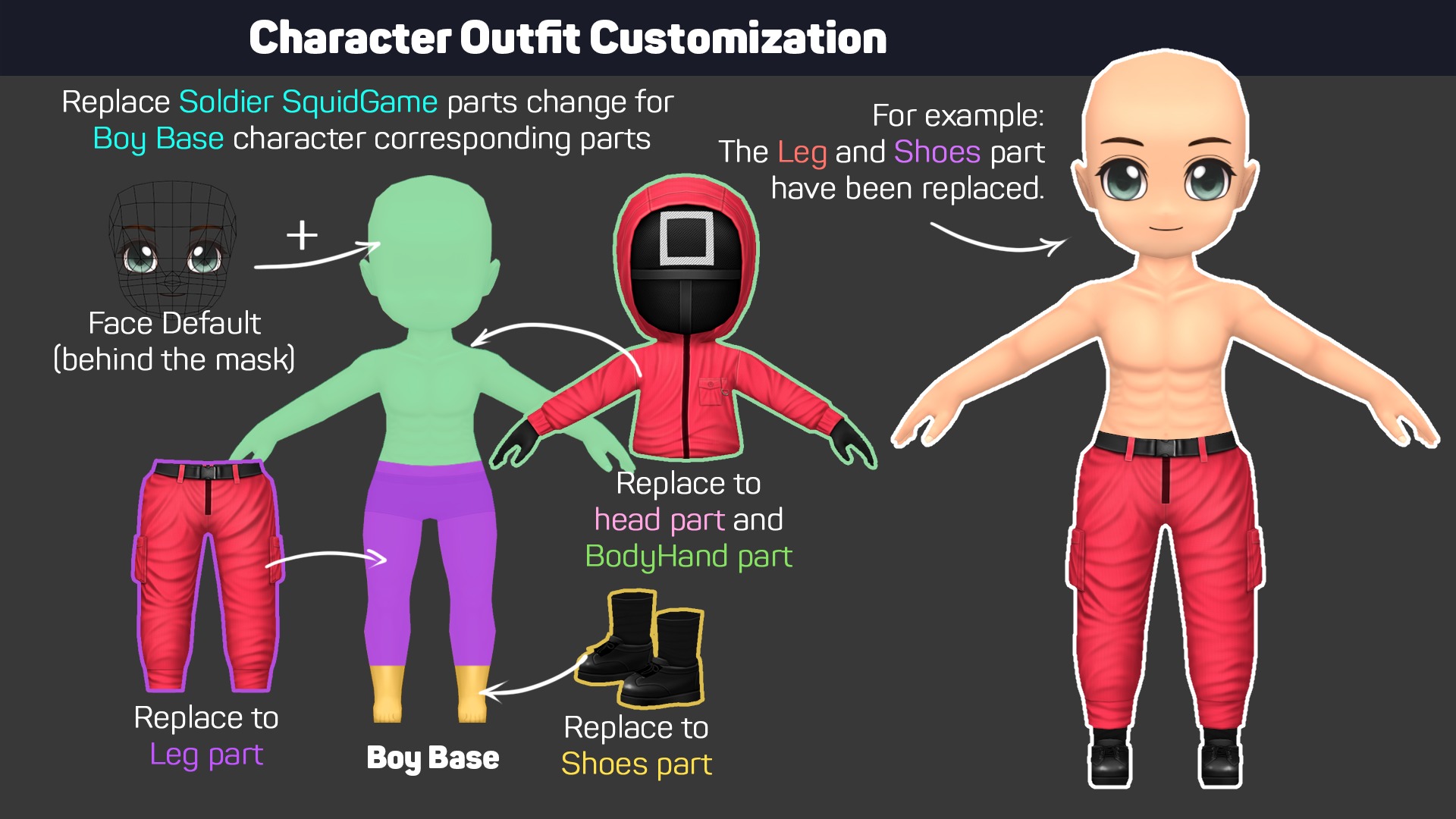 Soldier Squid Game - Outfit Customization Low-poly 3D model_3