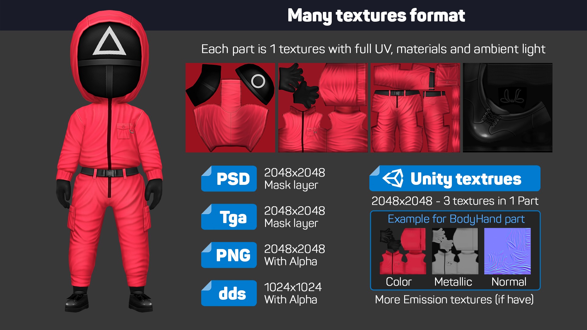 Soldier Squid Game - Outfit Customization Low-poly 3D model_4