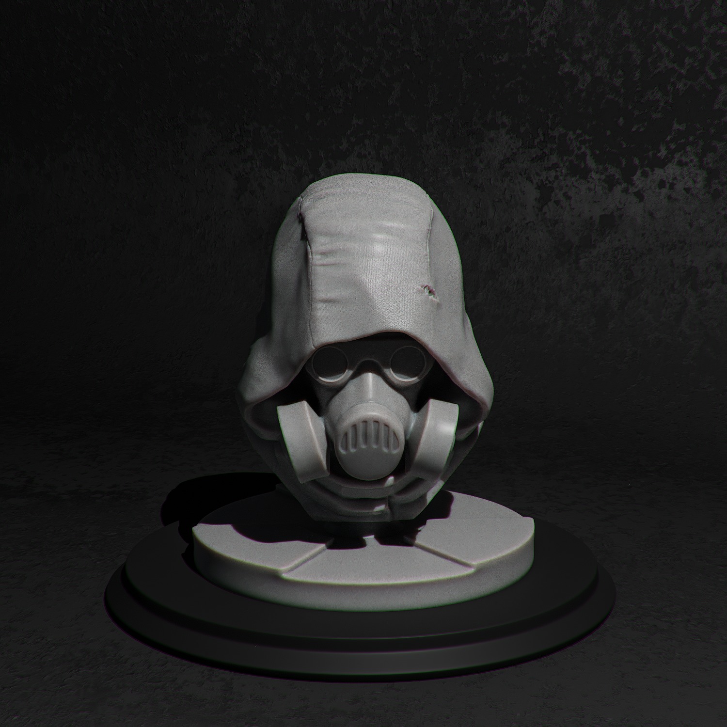 Stalker wearing a hood and gas mask 3D print model_1