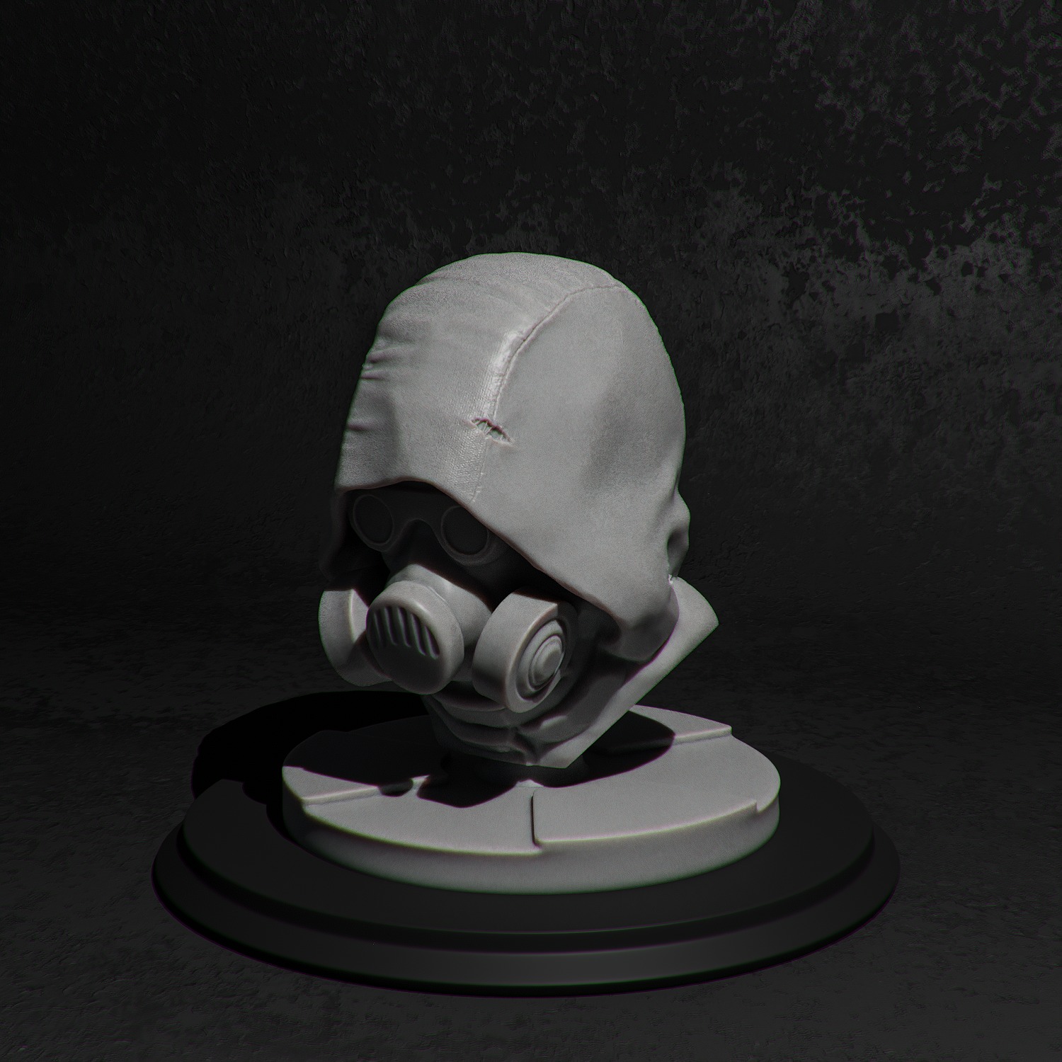 Stalker wearing a hood and gas mask 3D print model_2