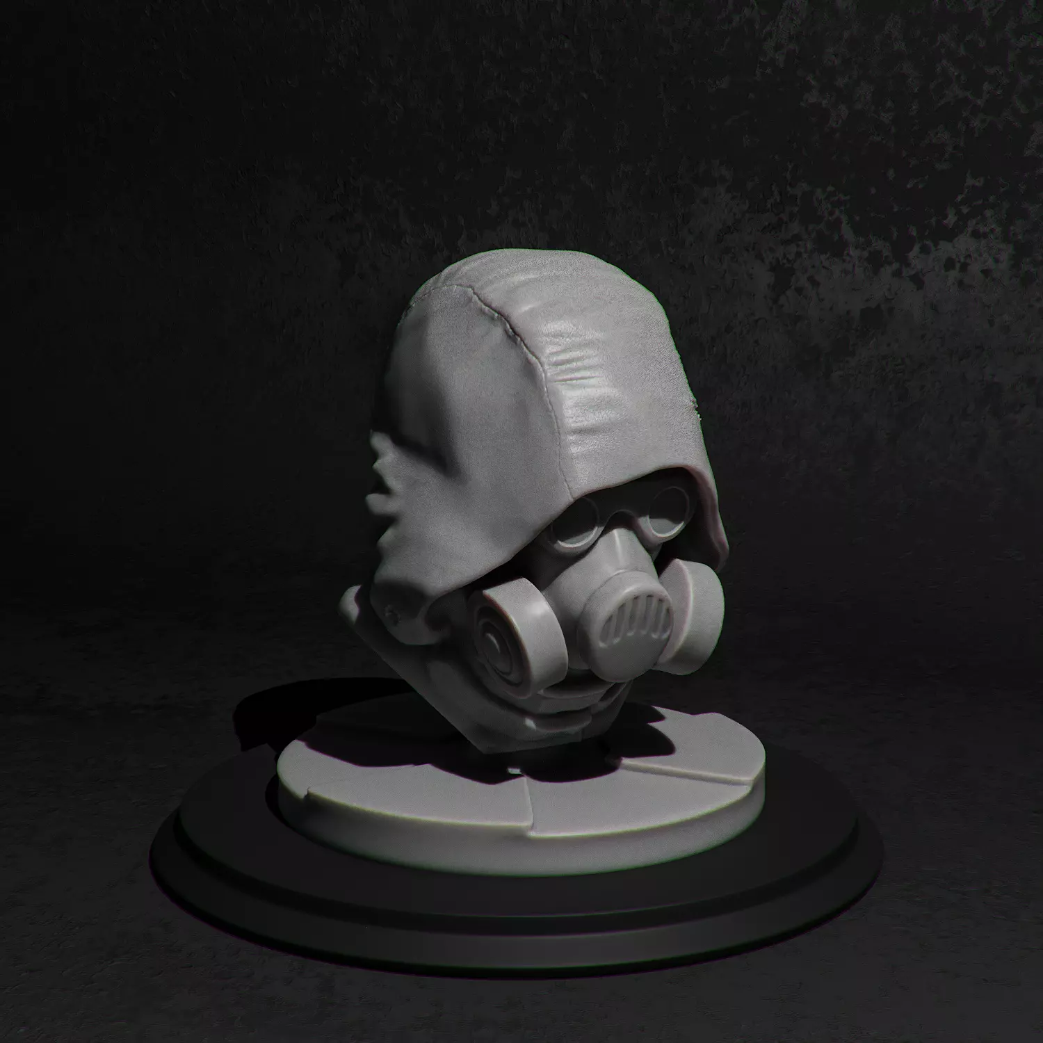 Stalker wearing a hood and gas mask 3D print model_0