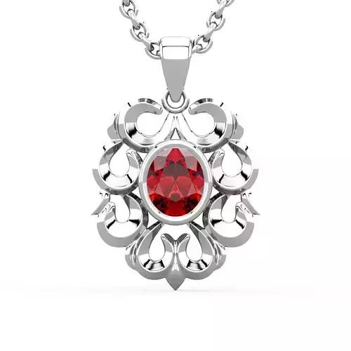 Pendant Center gem Oval  3D print model
