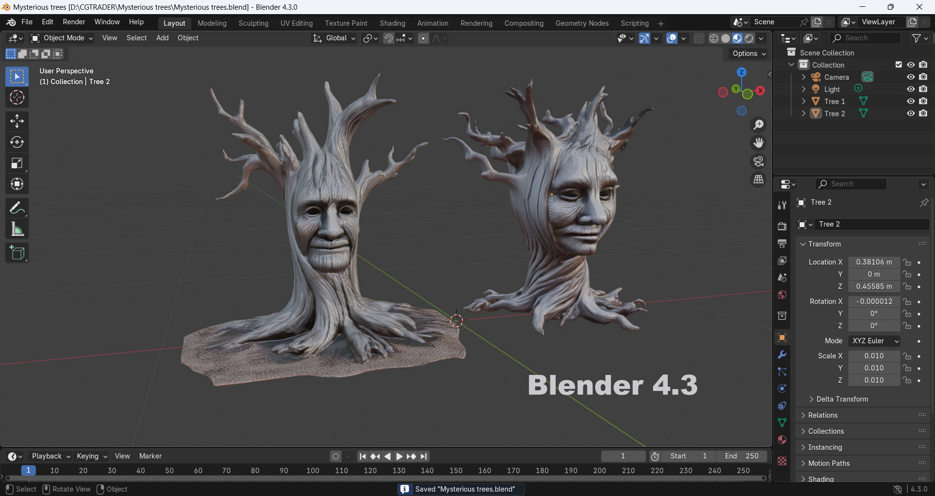 Mysterious trees Low-poly 3D model_11
