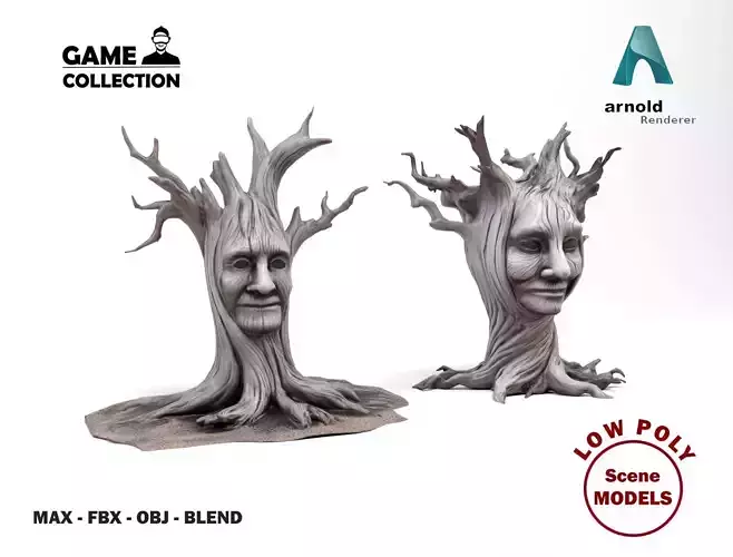 Mysterious trees Low-poly 3D model