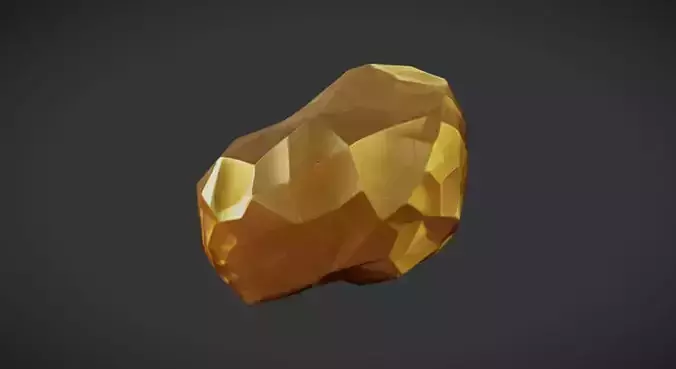 Gold Nugget low poly stylized 
