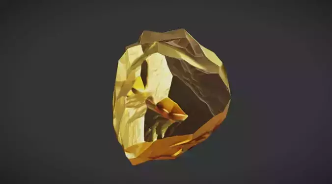 Gold Nugget low poly stylized 