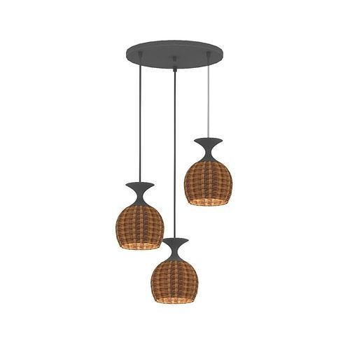 Wicker pendant Lamp Low-poly 3D model
