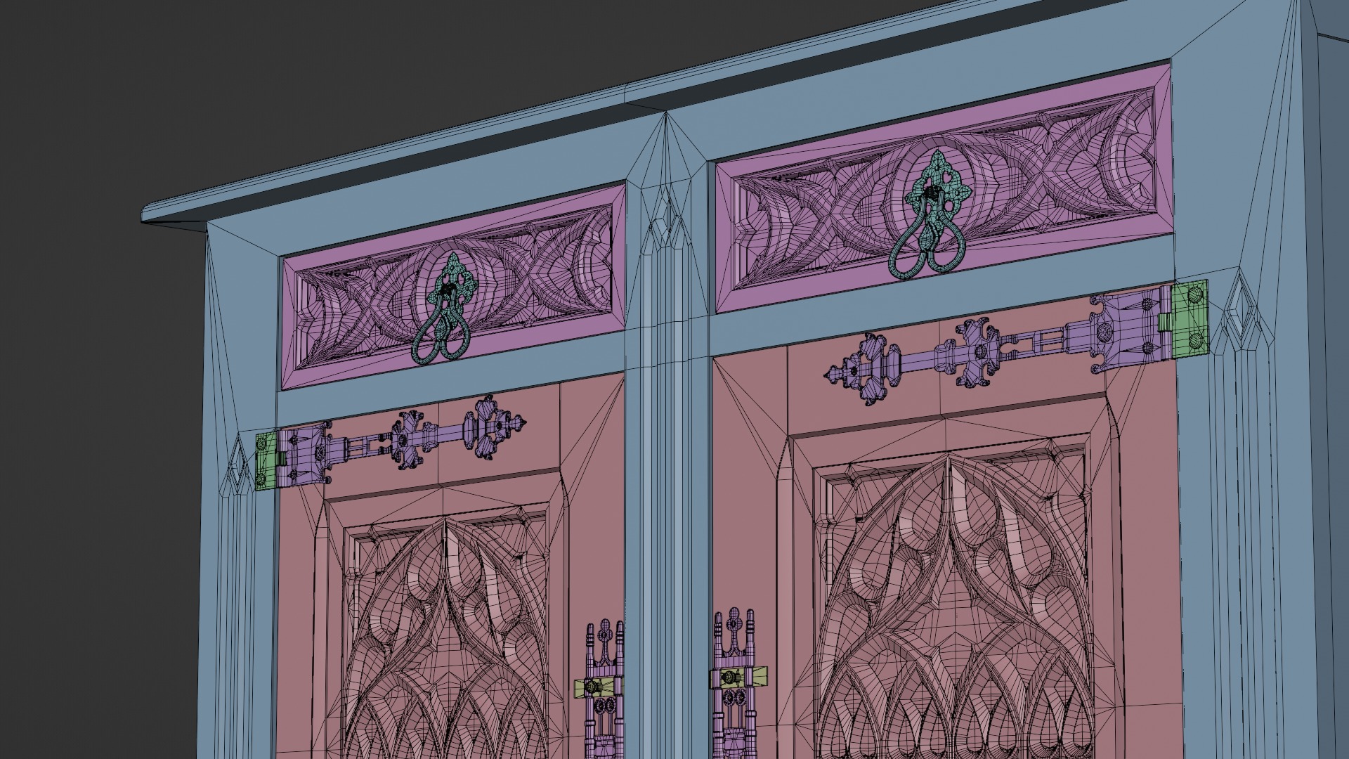 Old chest of drawers with gothic ornaments 3D model_26