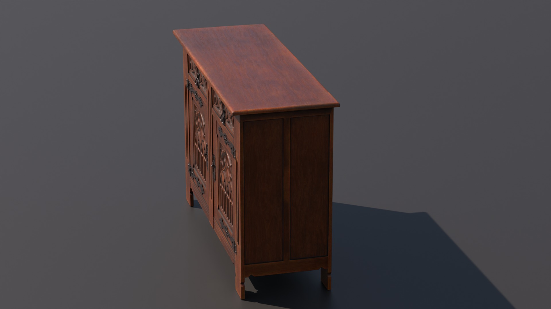 Old chest of drawers with gothic ornaments 3D model_8