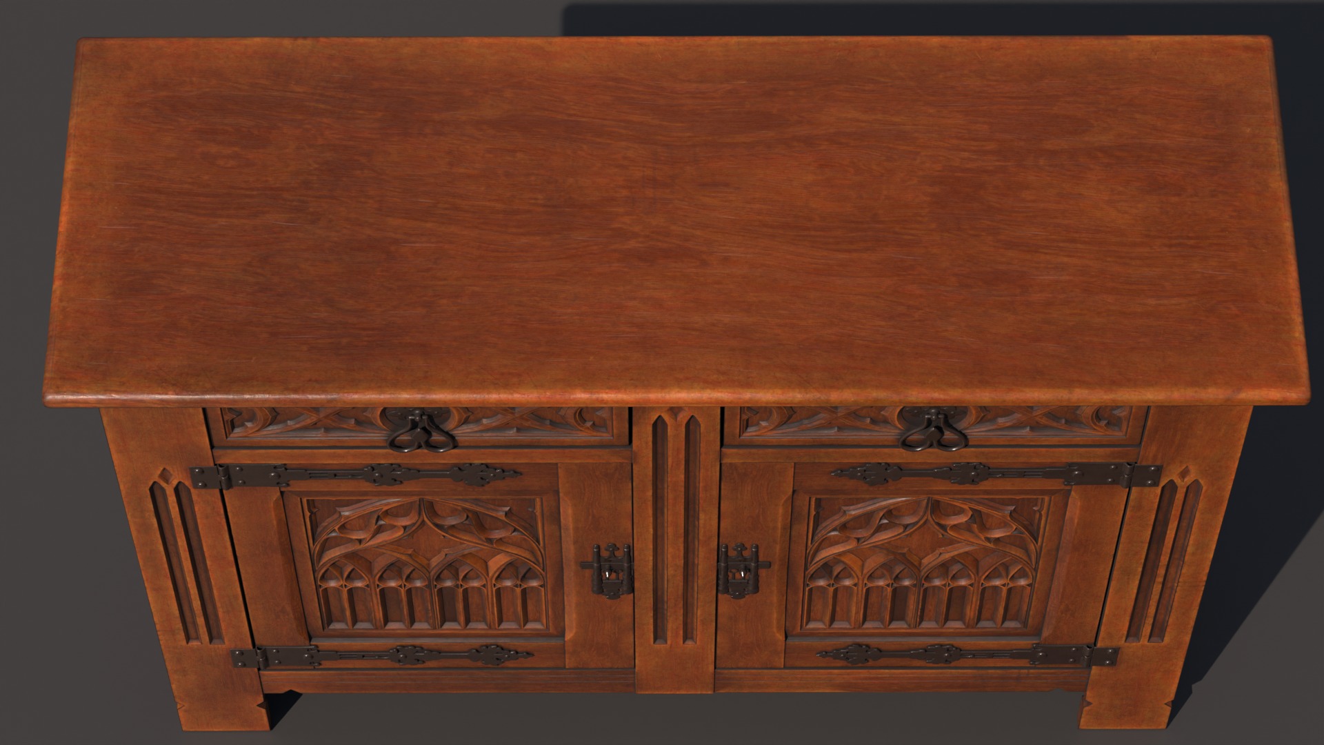 Old chest of drawers with gothic ornaments 3D model_5