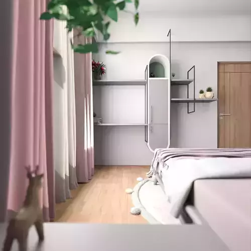 Modern Bedroom in pink theme