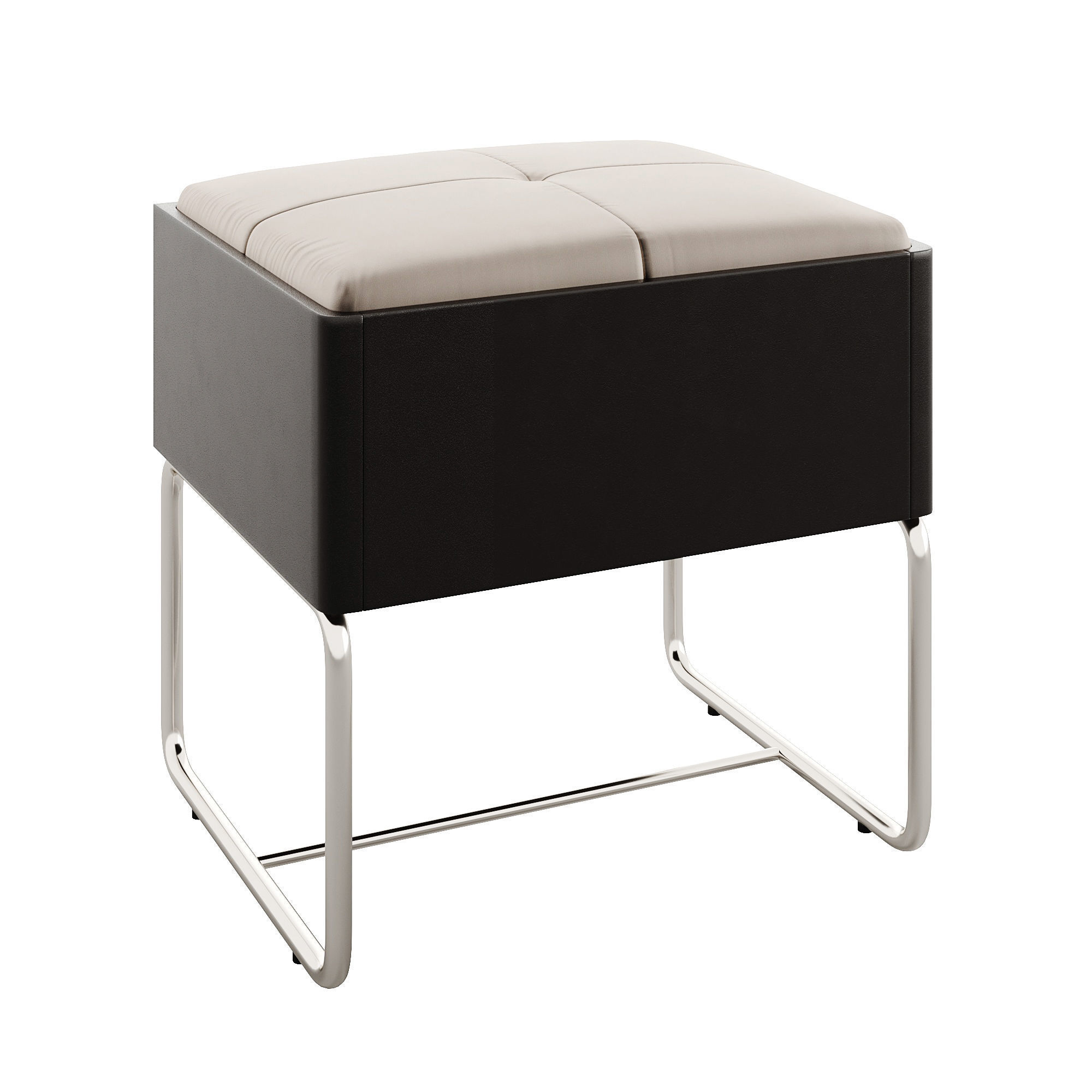 Modern Black Makeup Vanity Set Mirrored Dressing Table 3D model_6