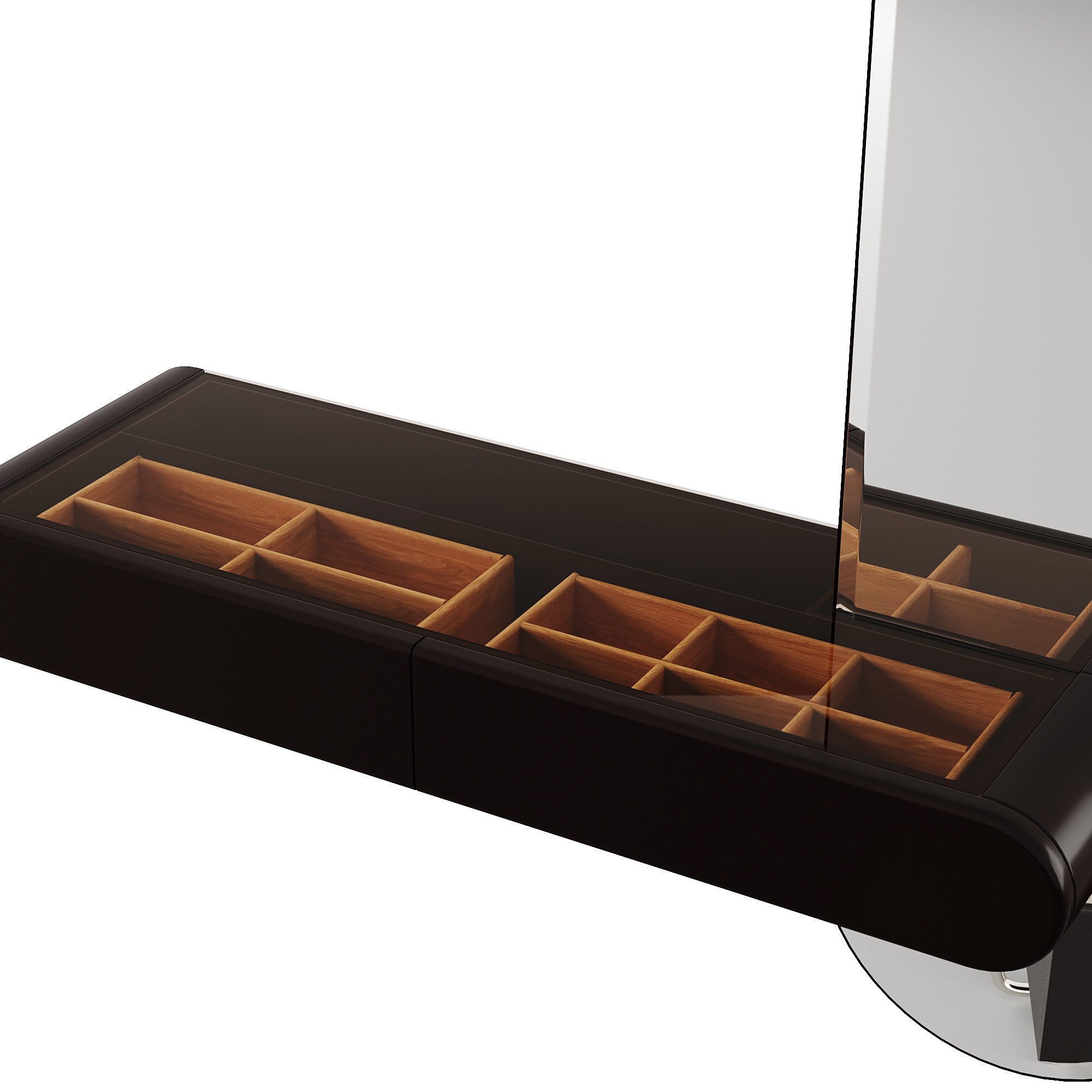 Modern Black Makeup Vanity Set Mirrored Dressing Table 3D model_3