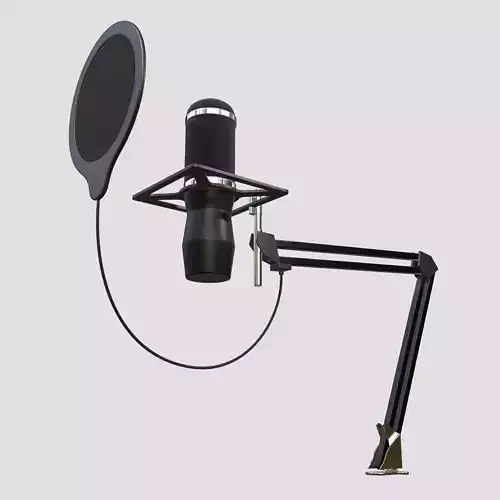 Desktop Audio Microphone with Stand 3D model