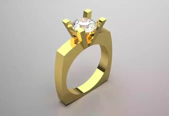 Square Solitaire Ring sr0053