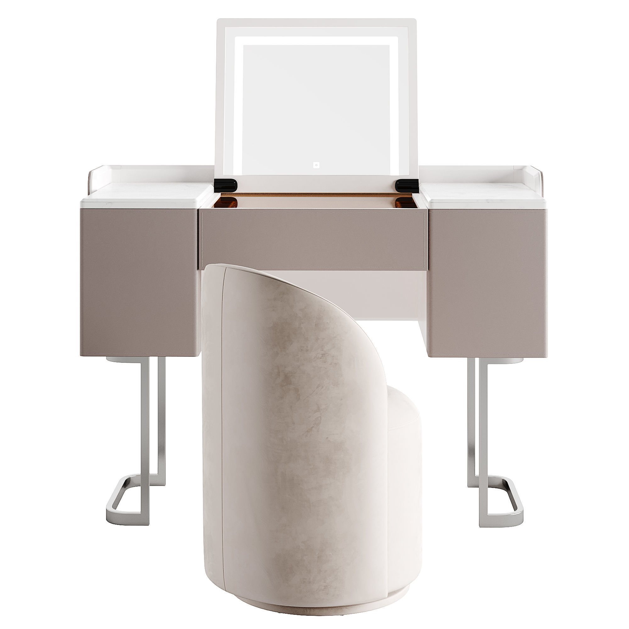 Makeup Vanity Set With Flip-up Mirror 3D model_1