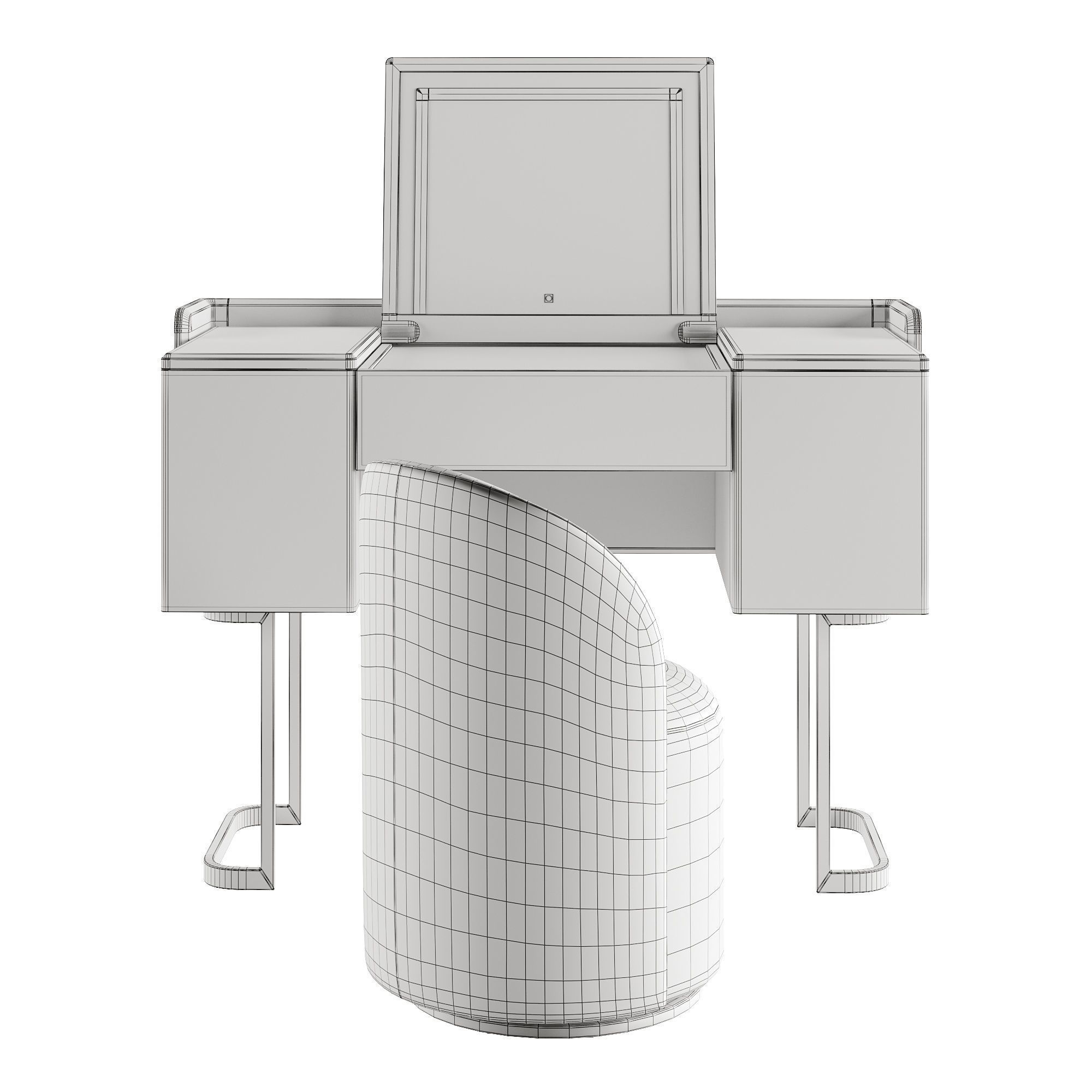 Makeup Vanity Set With Flip-up Mirror 3D model_4