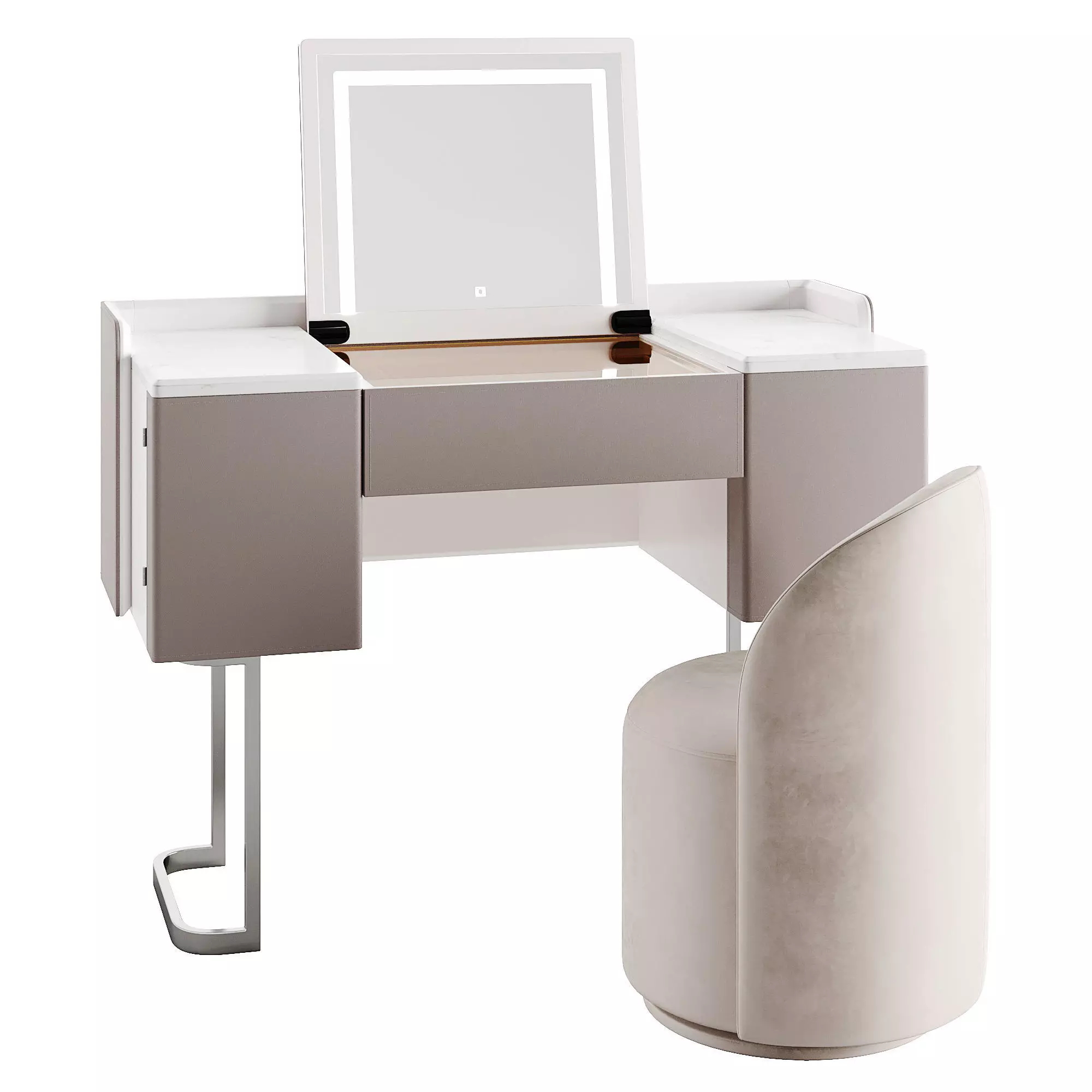 Makeup Vanity Set With Flip-up Mirror 3D model_0