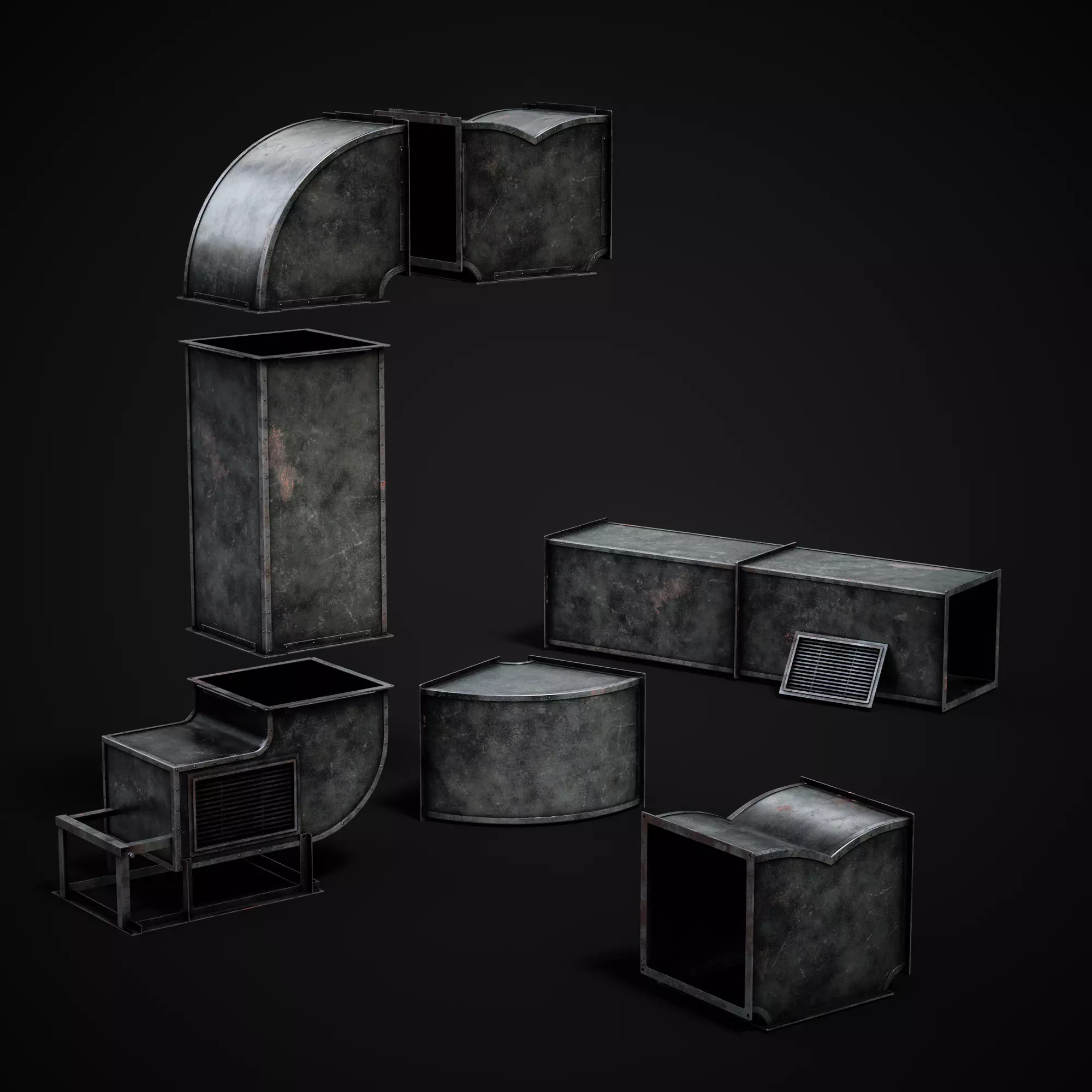 Ventilation Modular Low-poly 3D model_0