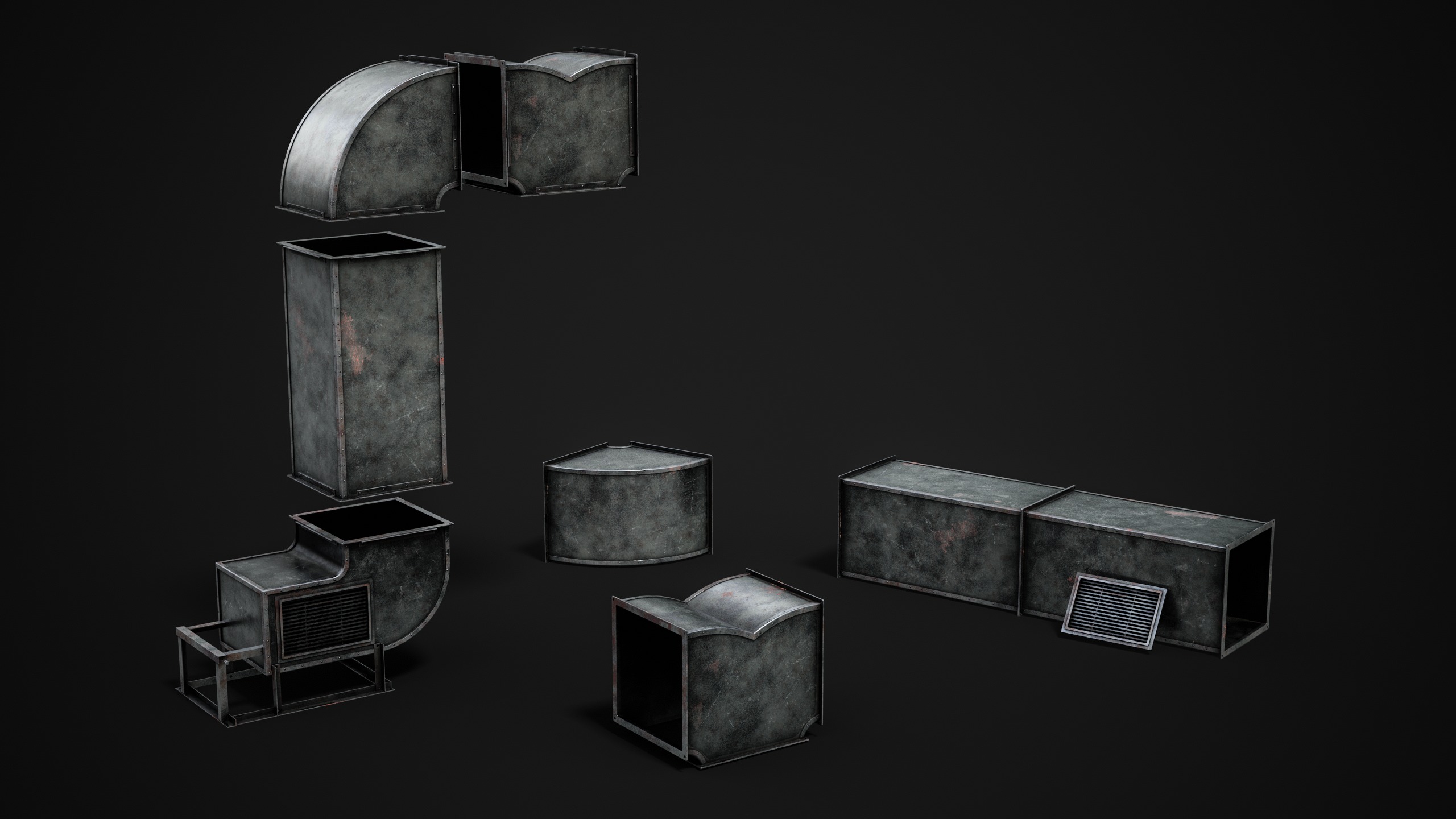 Ventilation Modular Low-poly 3D model_1