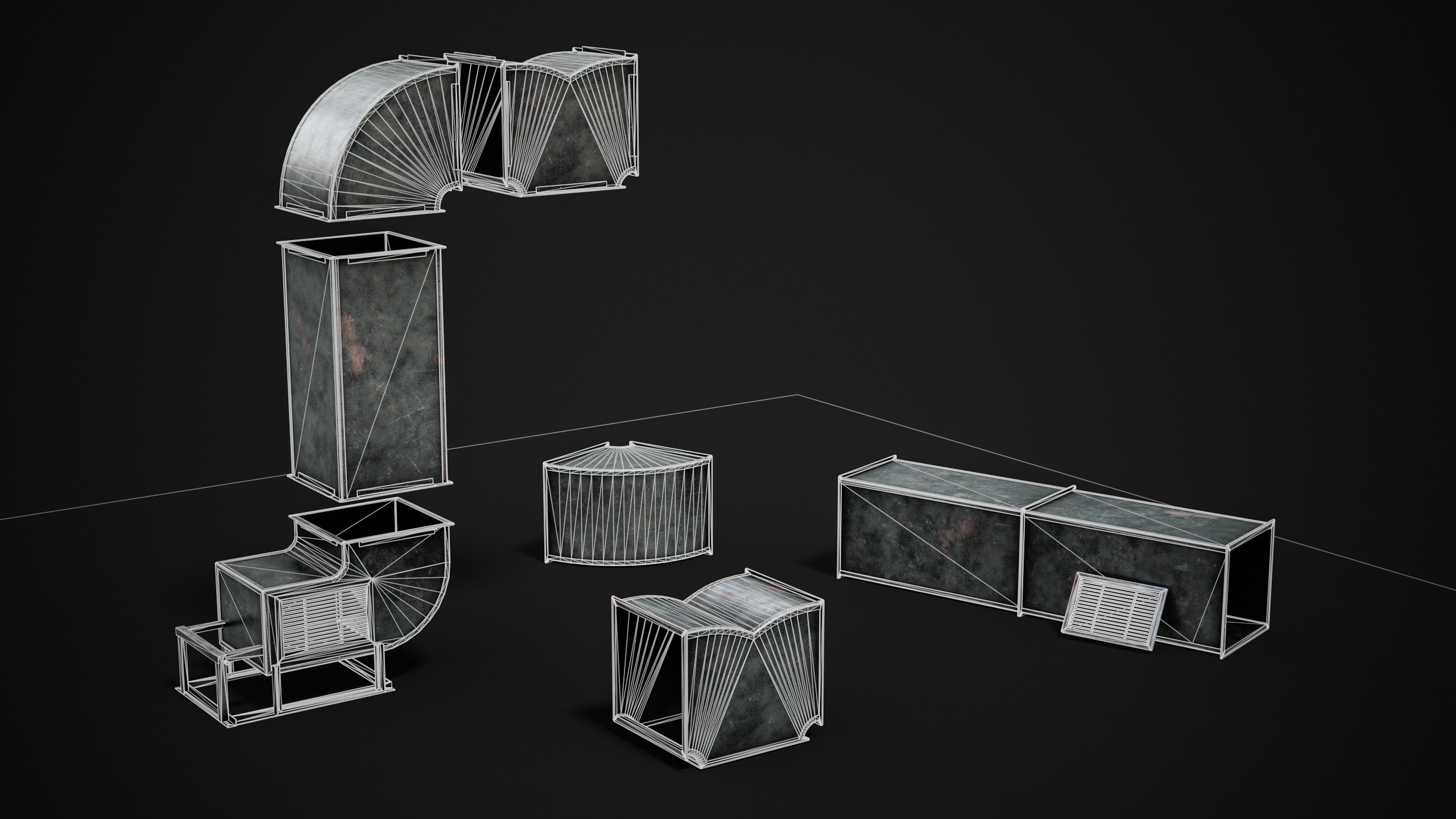 Ventilation Modular Low-poly 3D model_13