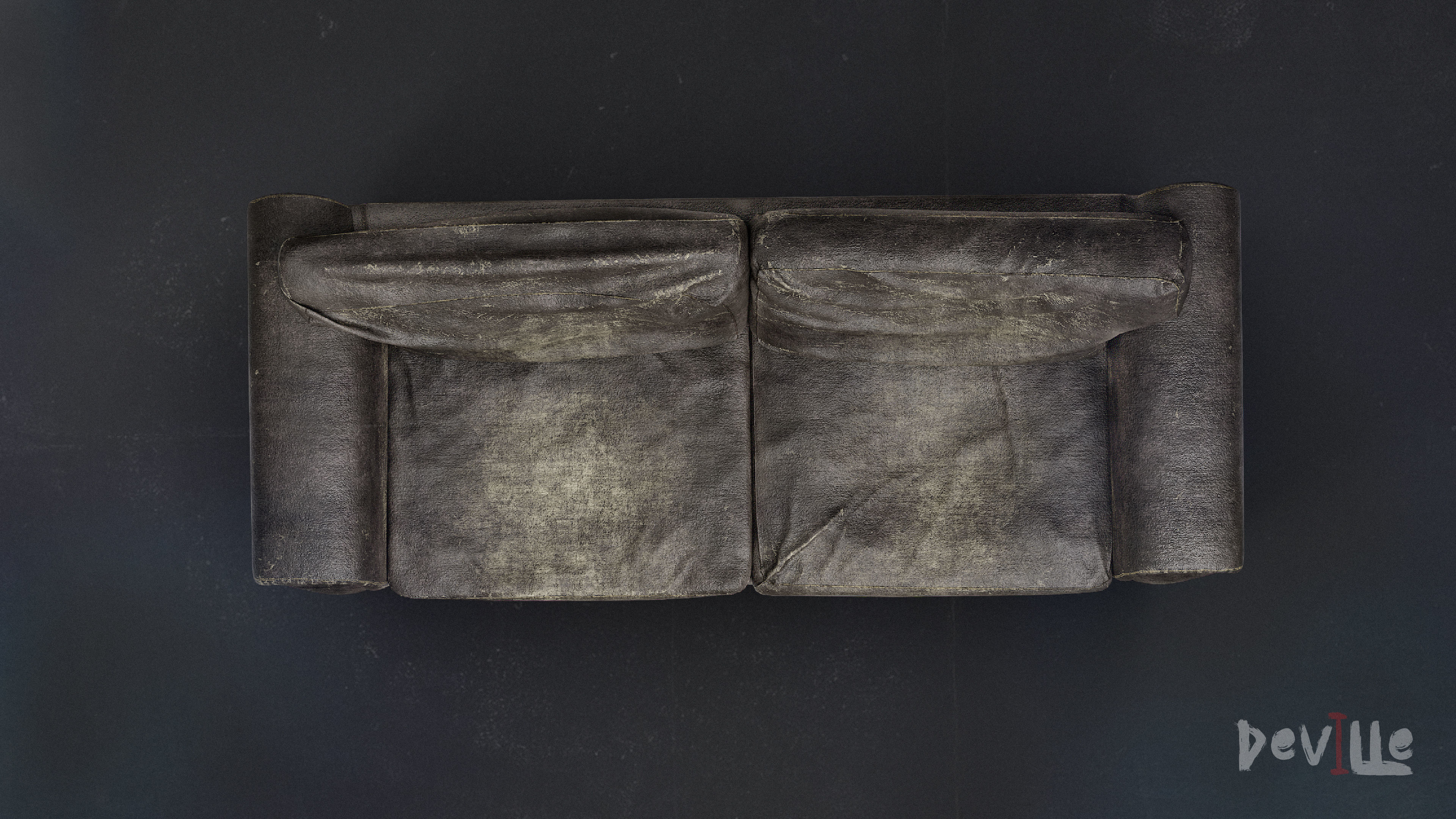 Sofa and Armchair Worn Leather and Fabric Gameready  Low-poly 3D model_11