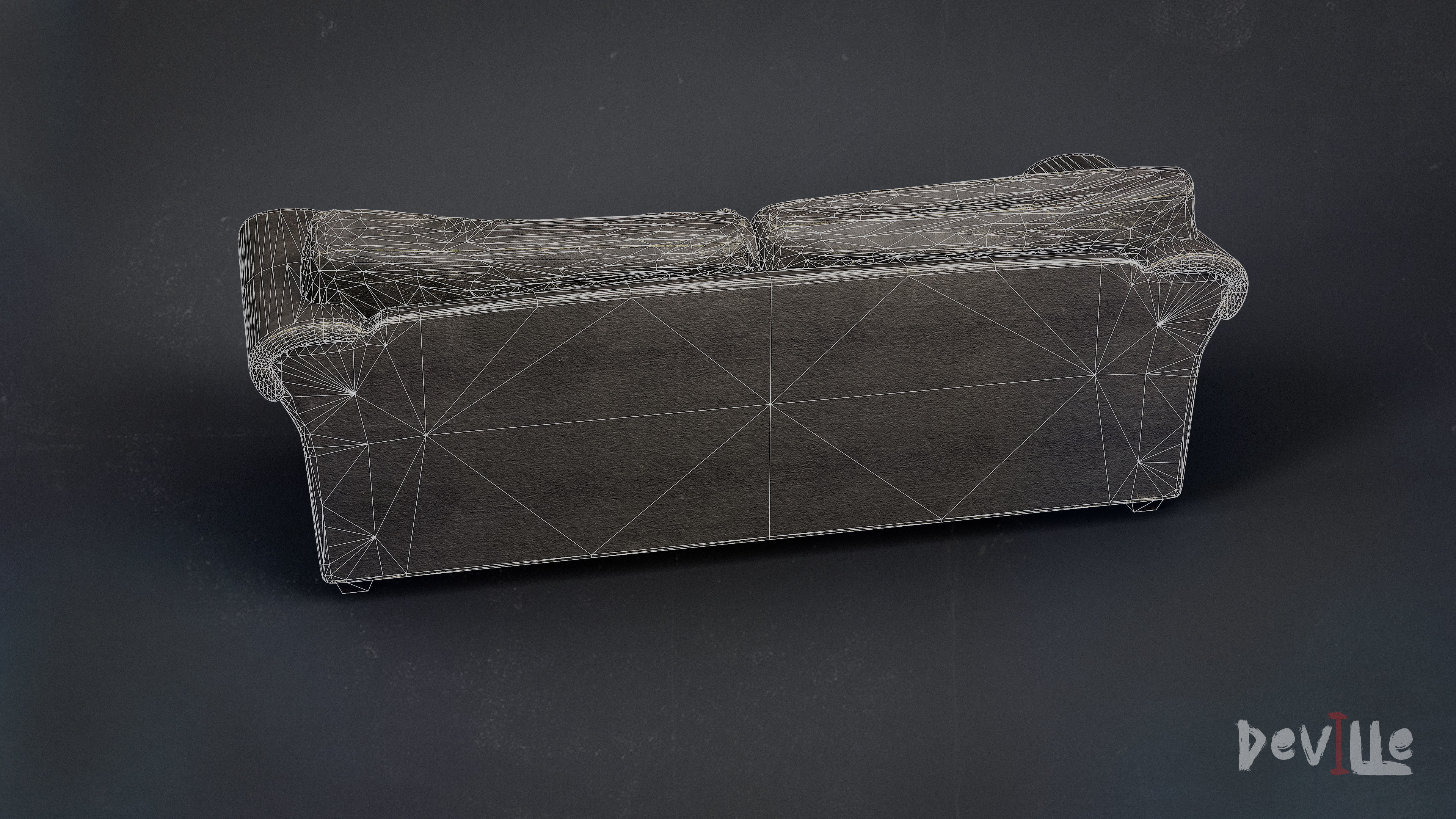 Sofa and Armchair Worn Leather and Fabric Gameready  Low-poly 3D model_22