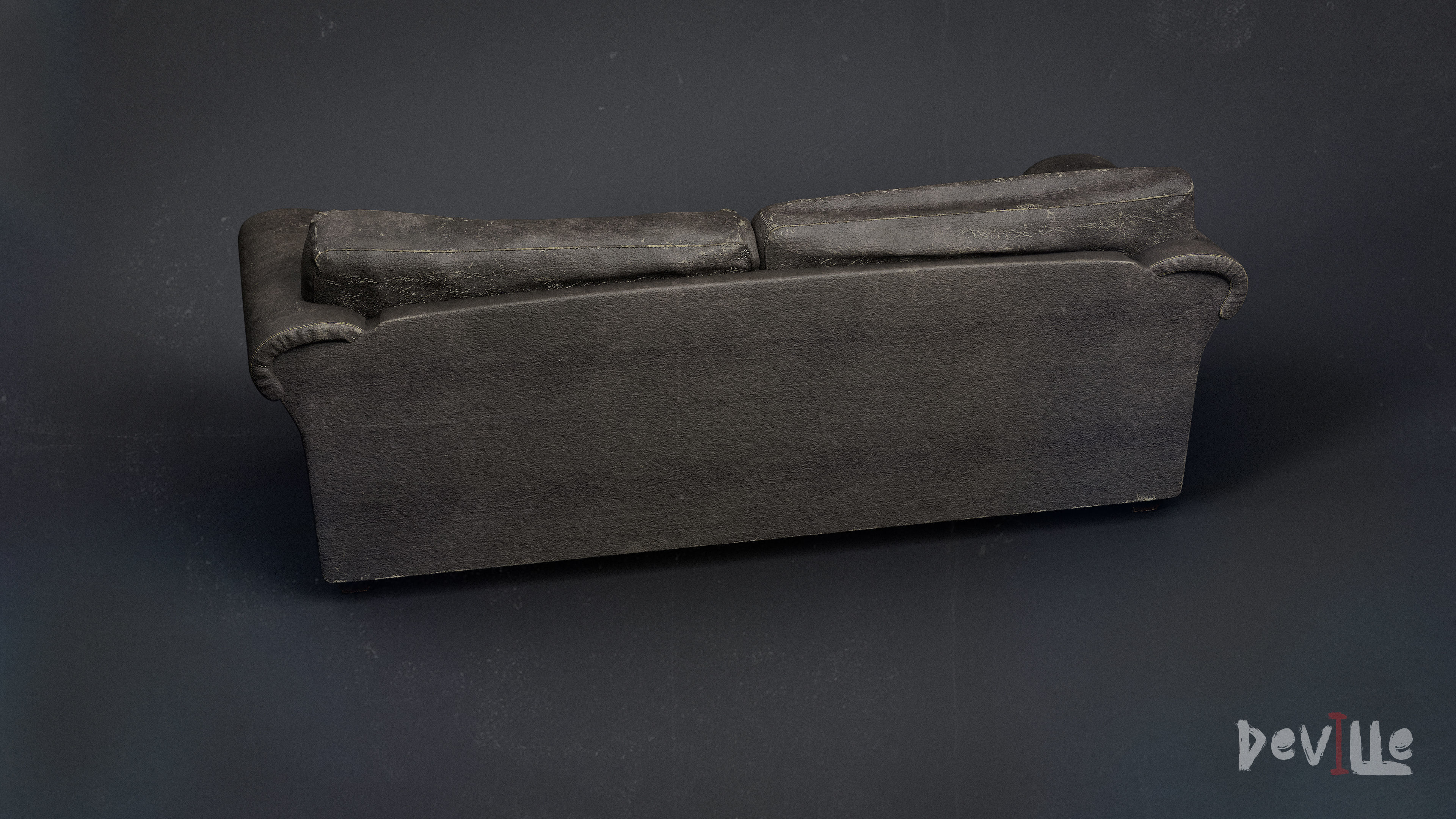 Sofa and Armchair Worn Leather and Fabric Gameready  Low-poly 3D model_21