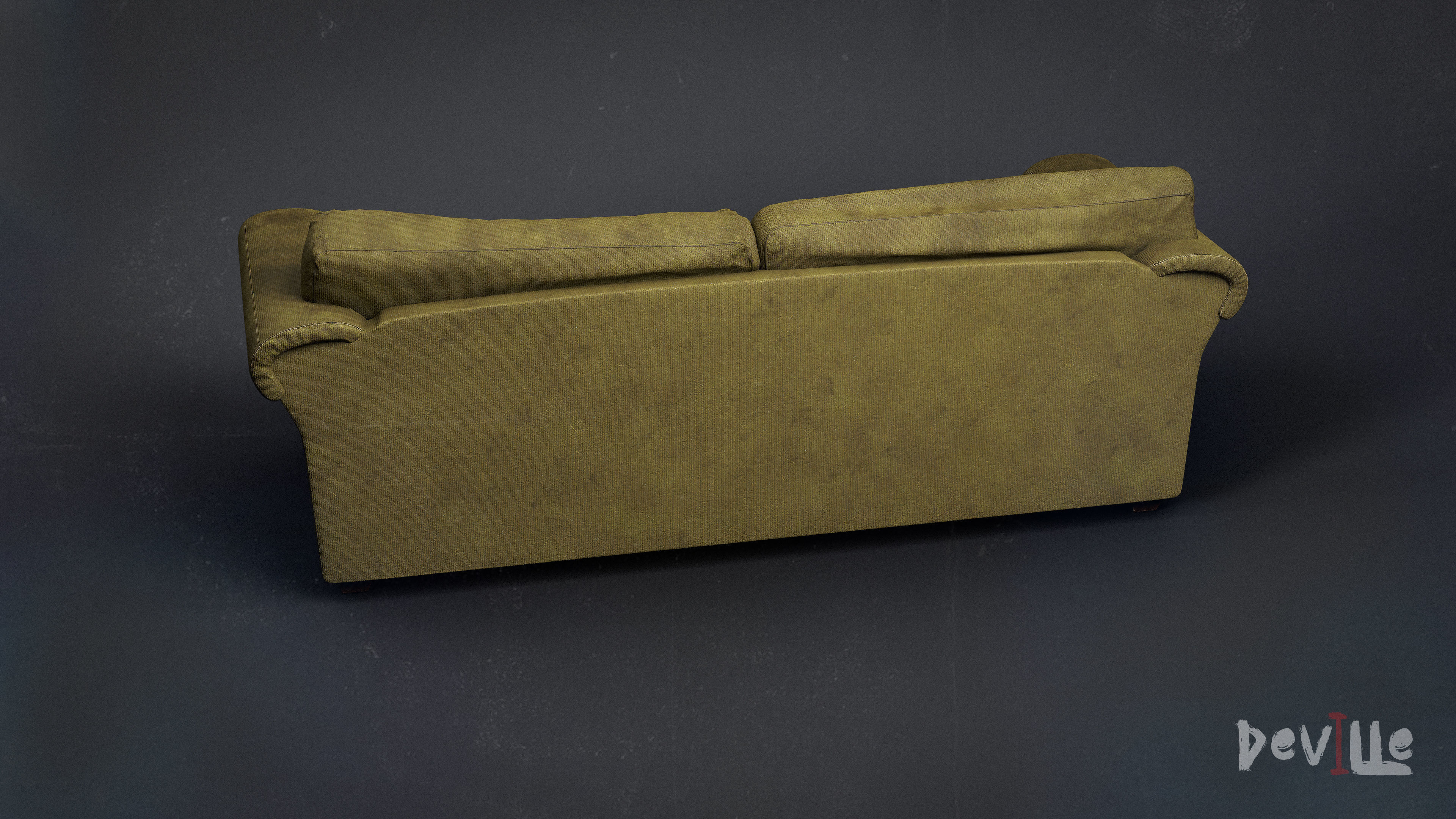 Sofa and Armchair Worn Leather and Fabric Gameready  Low-poly 3D model_19