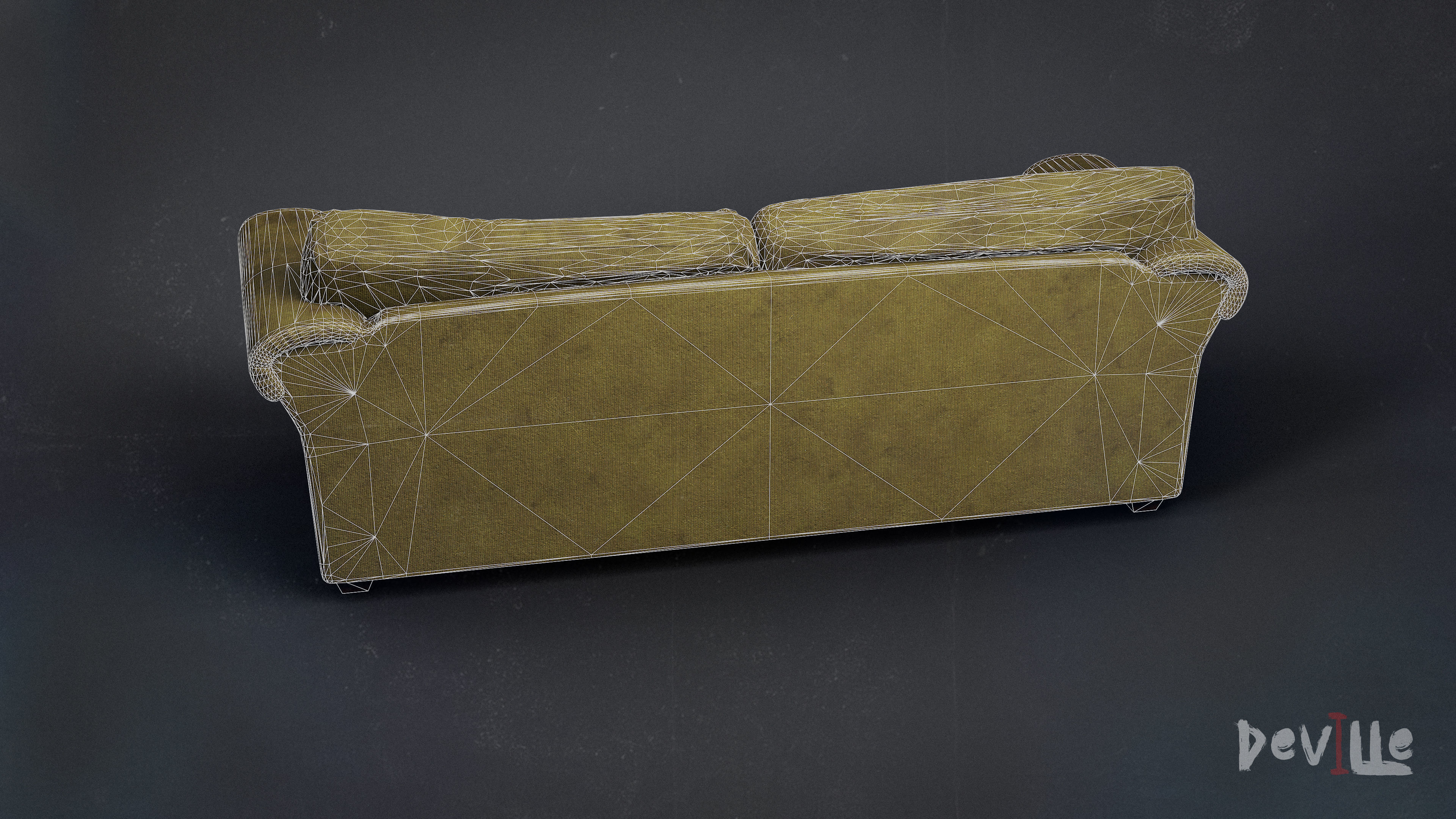 Sofa and Armchair Worn Leather and Fabric Gameready  Low-poly 3D model_20