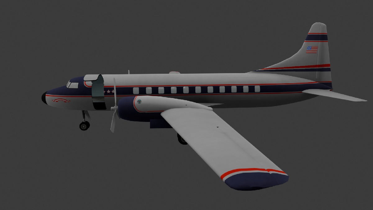 Airplane Low-poly 3D model_4
