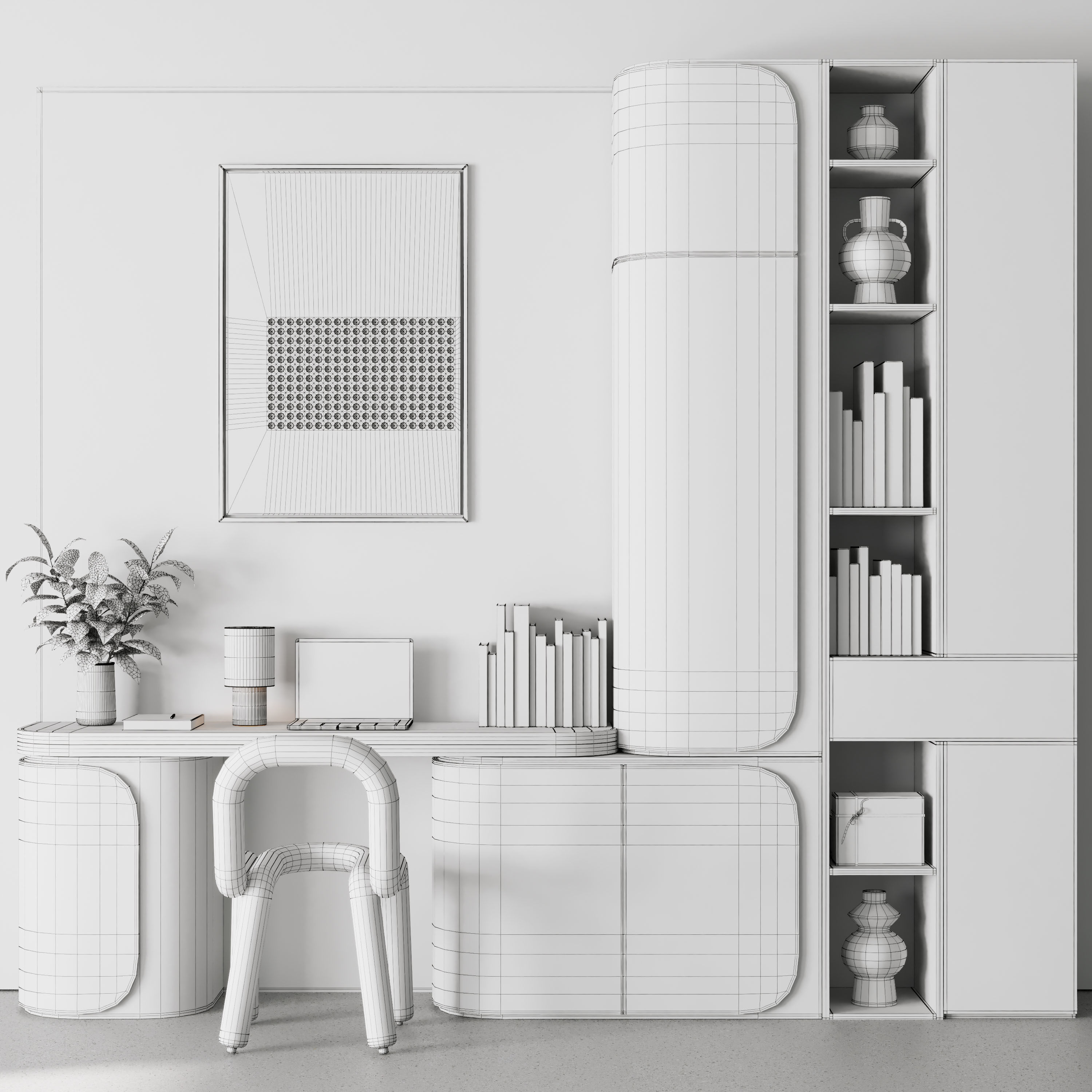 Workplace - Home offfice set - office furniture - 34 3D model_5