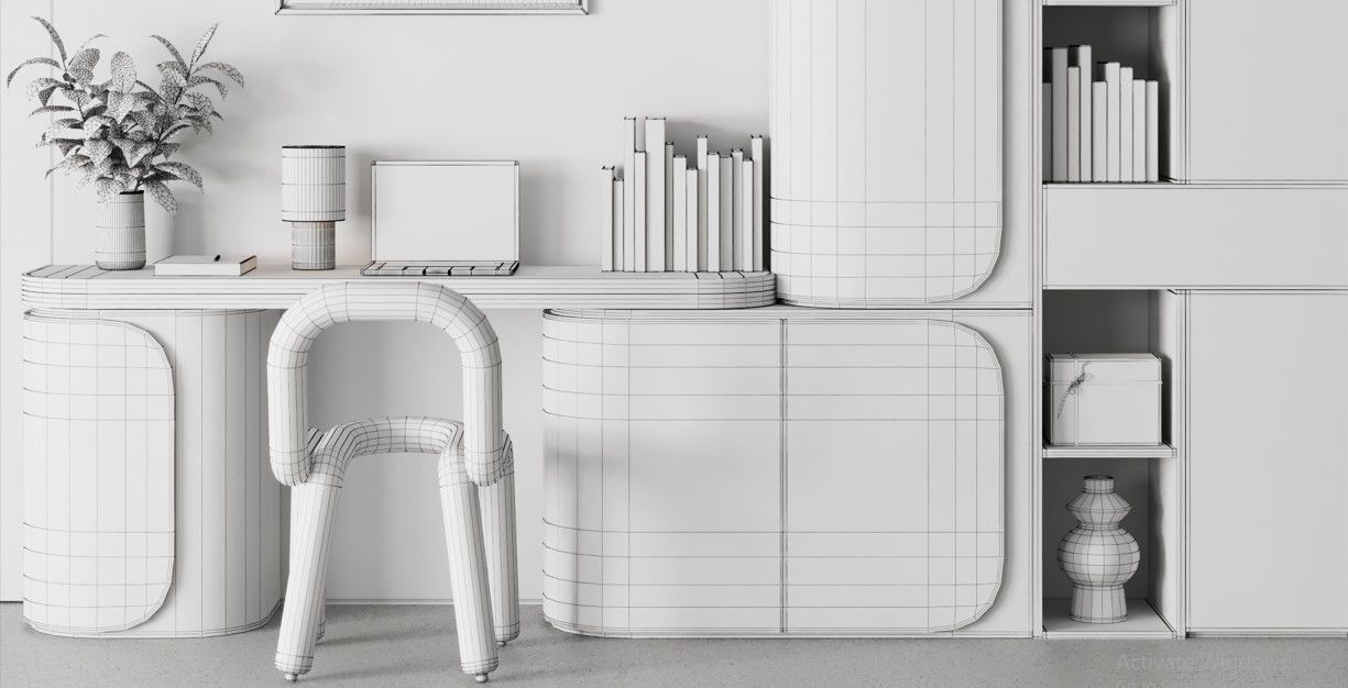 Workplace - Home offfice set - office furniture - 34 3D model_10