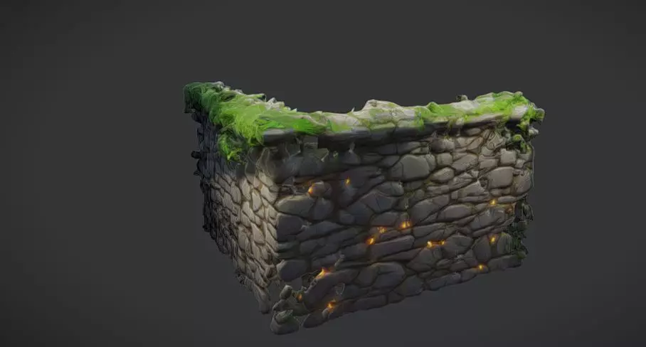 Enchanted Stone Wall 3D model_0