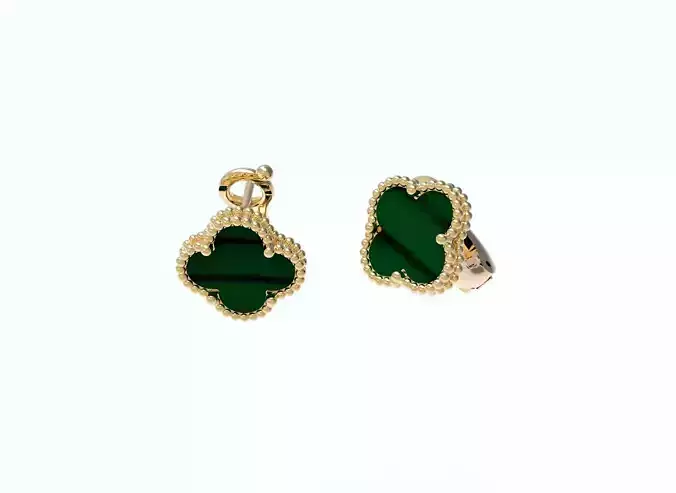 Flower Clip Back Earrings With Mother of pearl or Malachite  3D print model