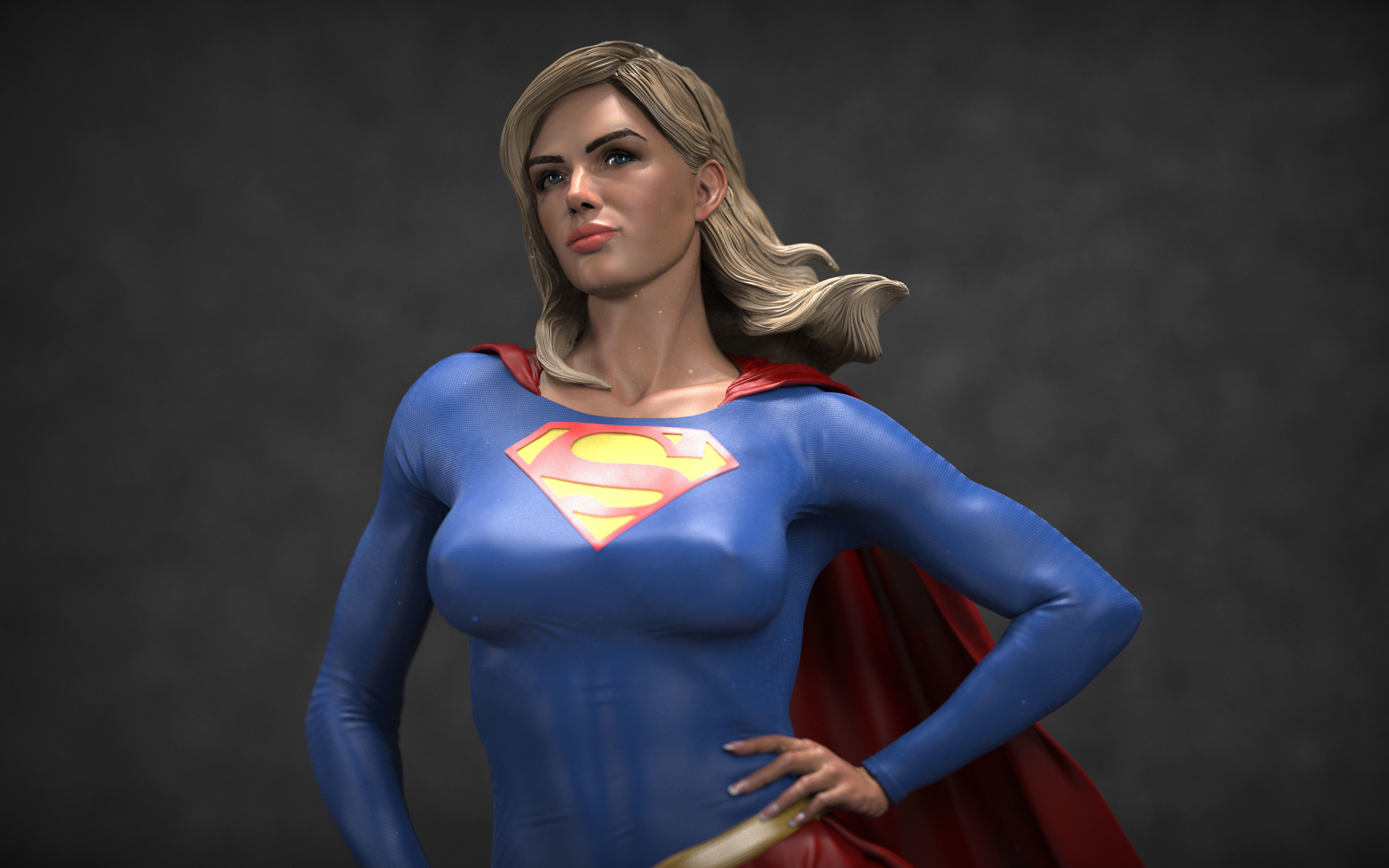 Supergirl statue 3D print model_6