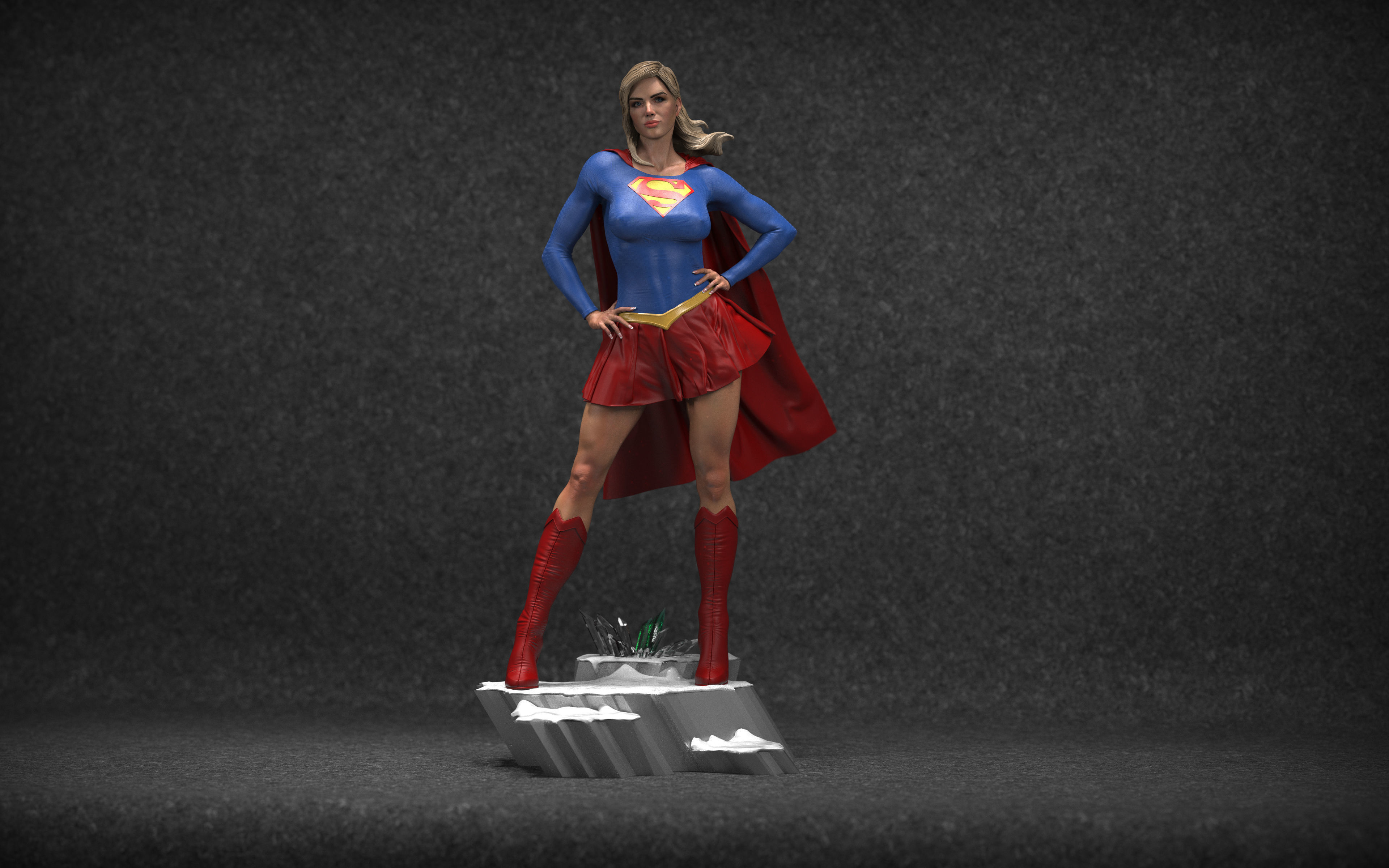 Supergirl statue 3D print model_1