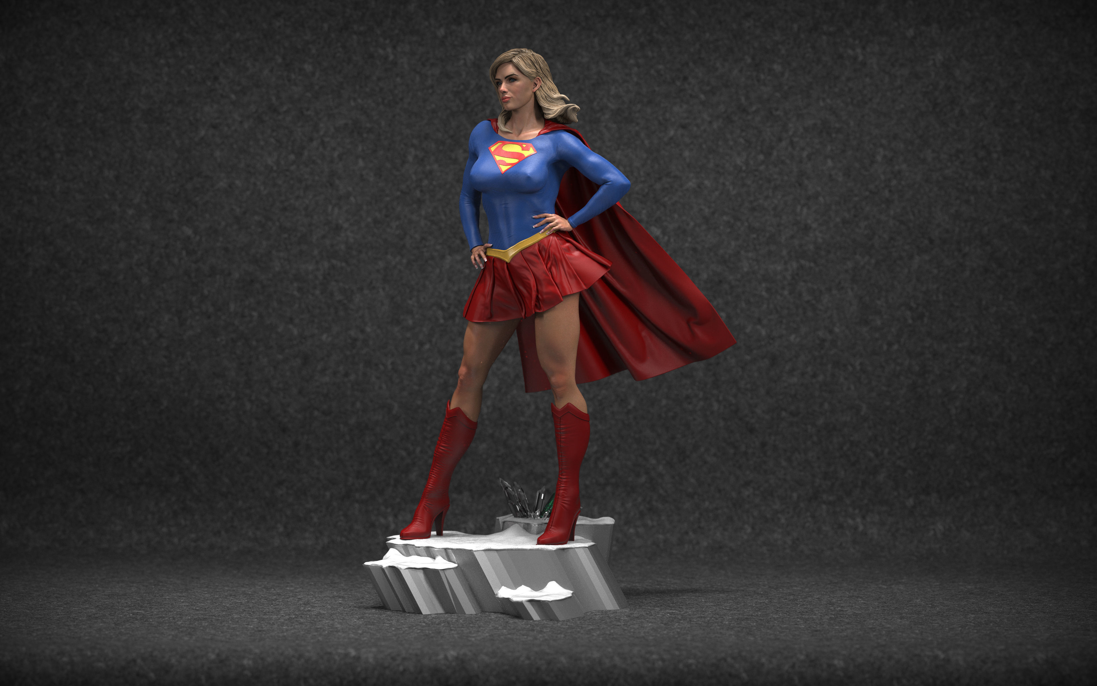 Supergirl statue 3D print model_2