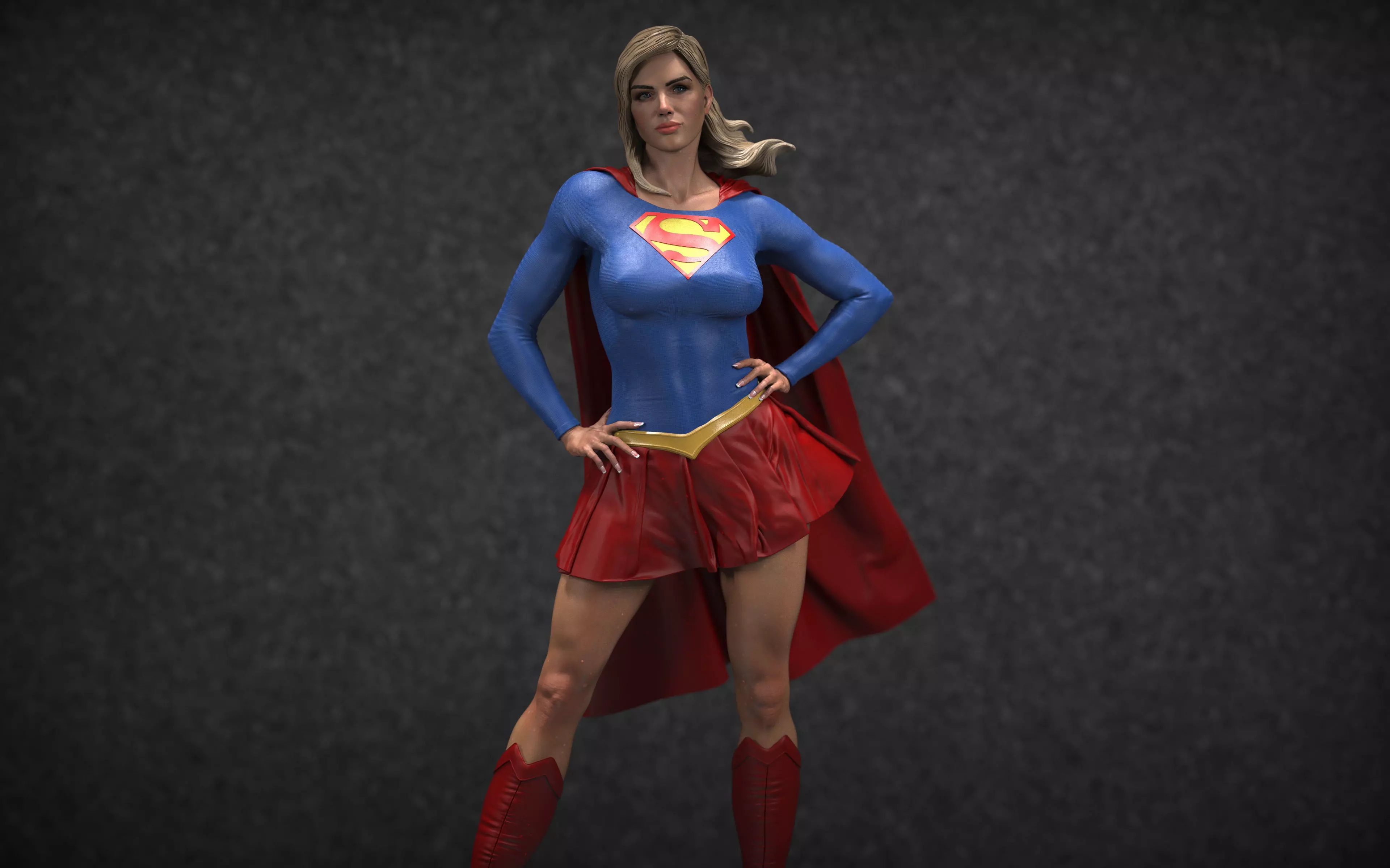 Supergirl statue 3D print model_0