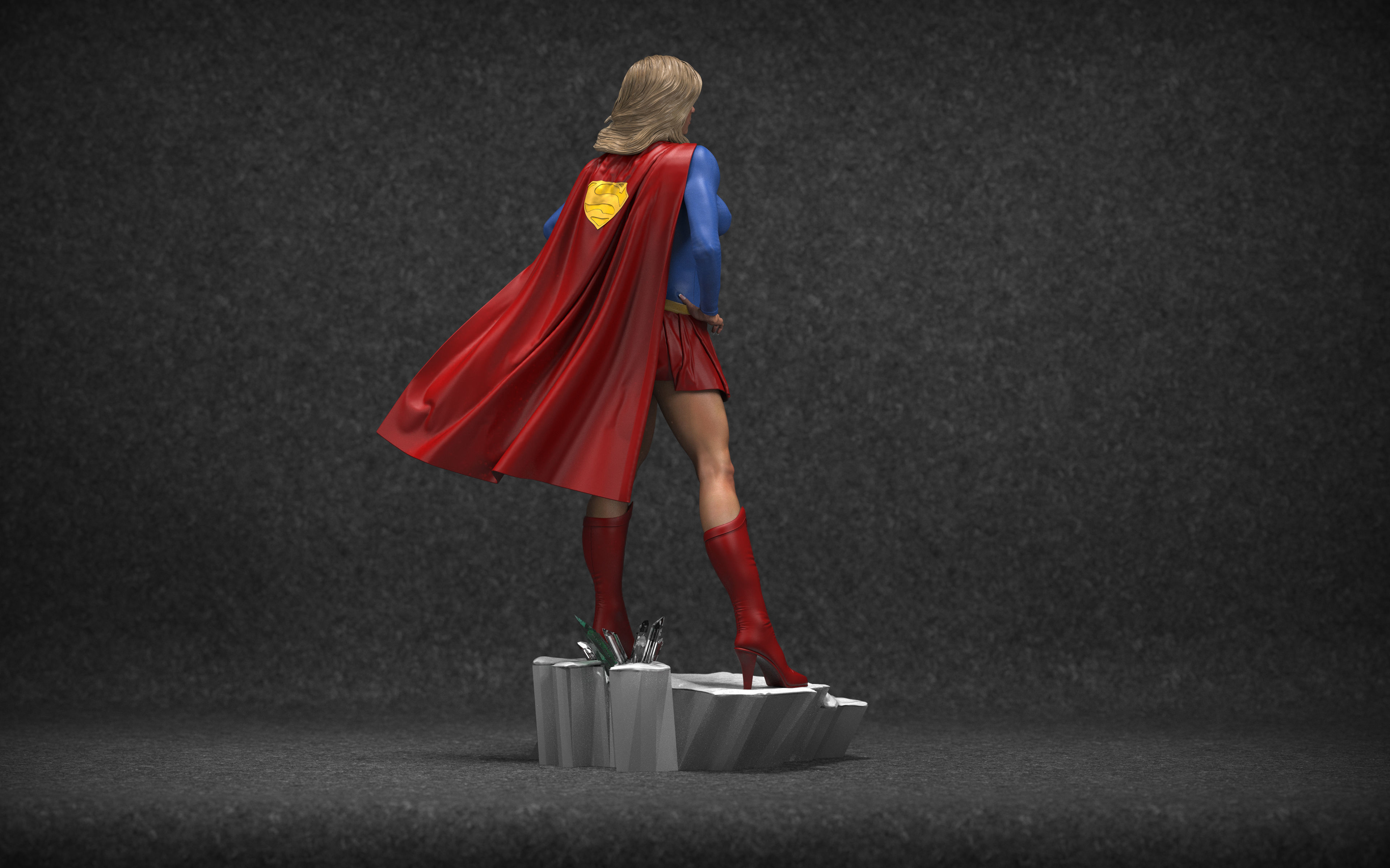 Supergirl statue 3D print model_3