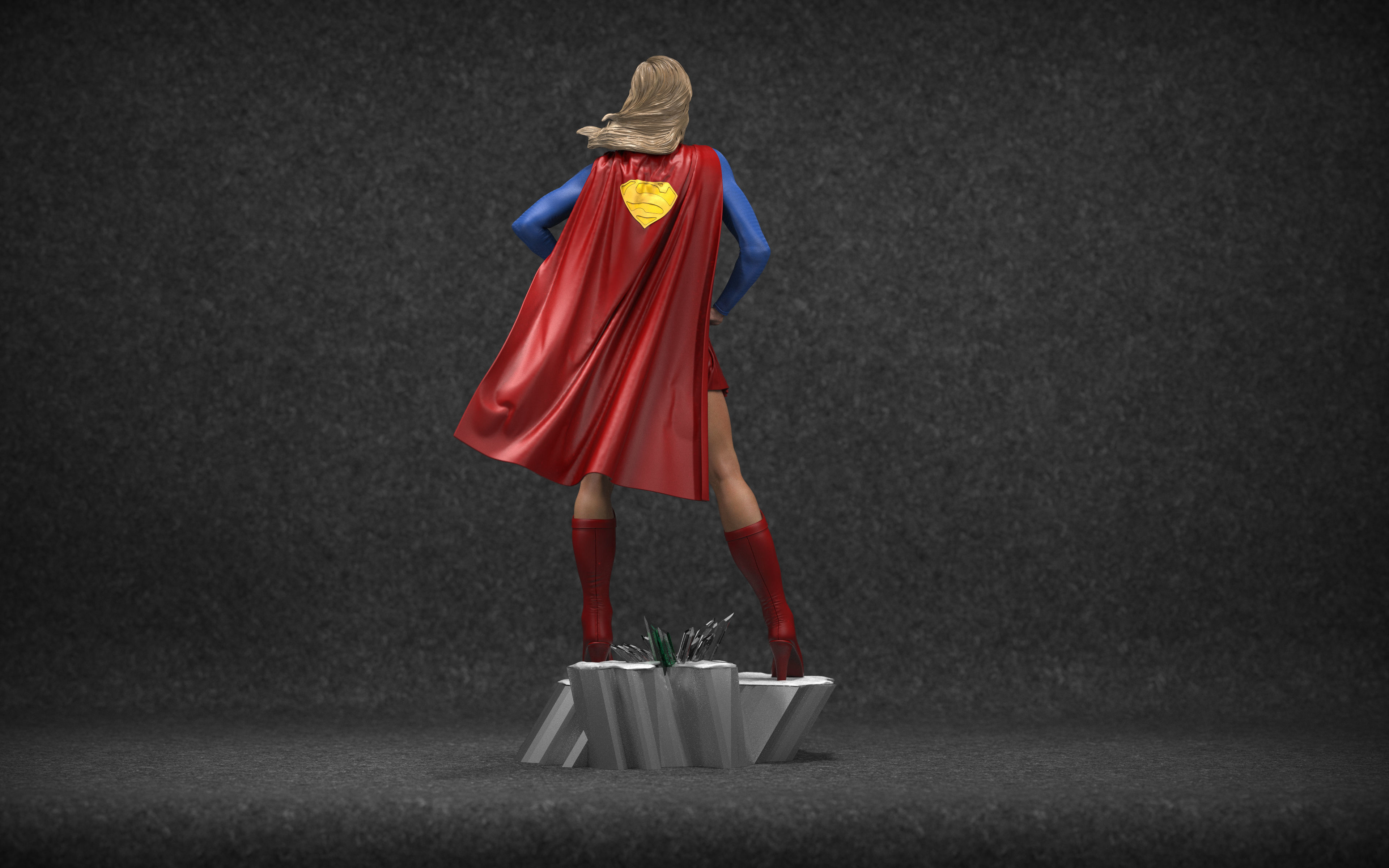 Supergirl statue 3D print model_4