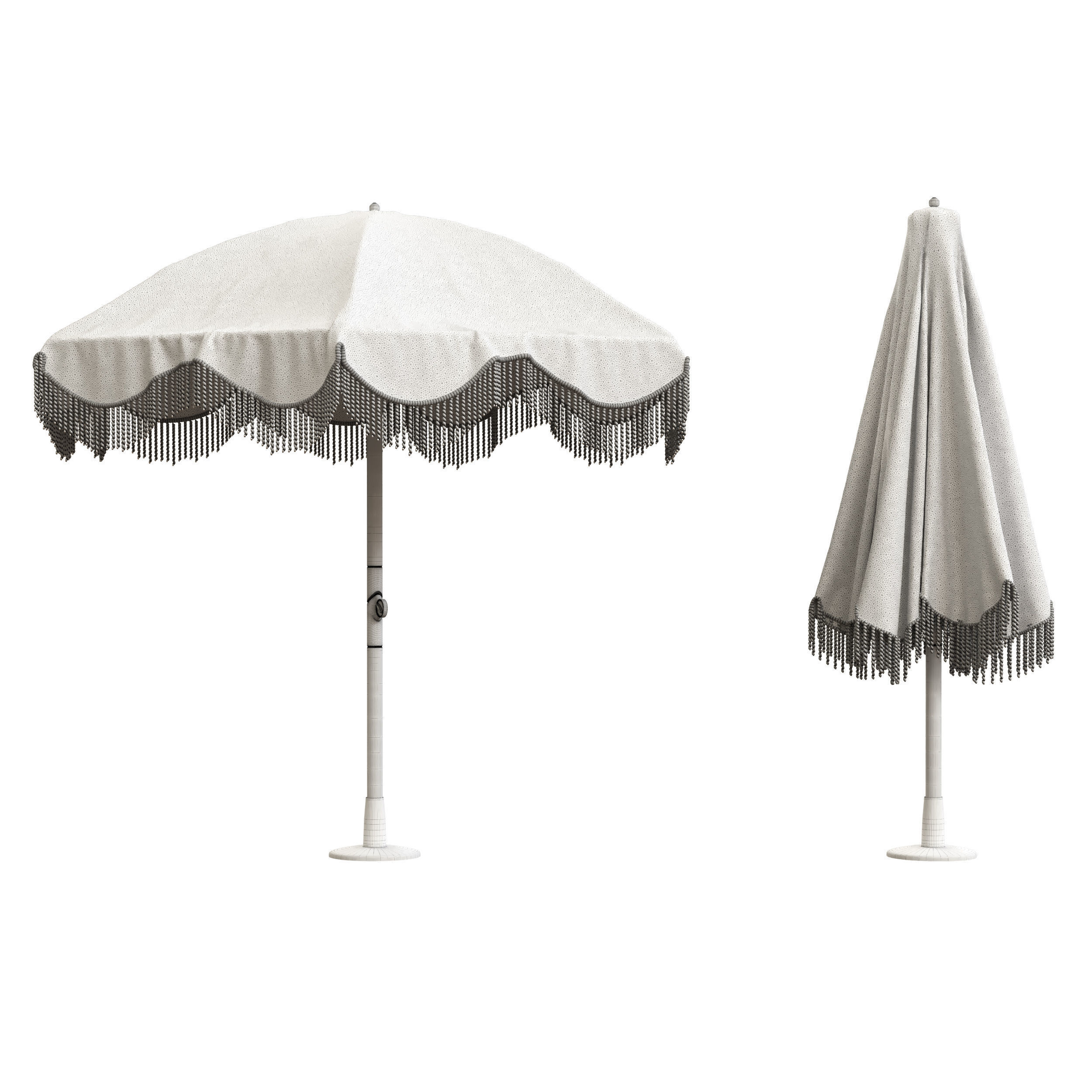 Pink Khaki Striped Parasol 3D model_3